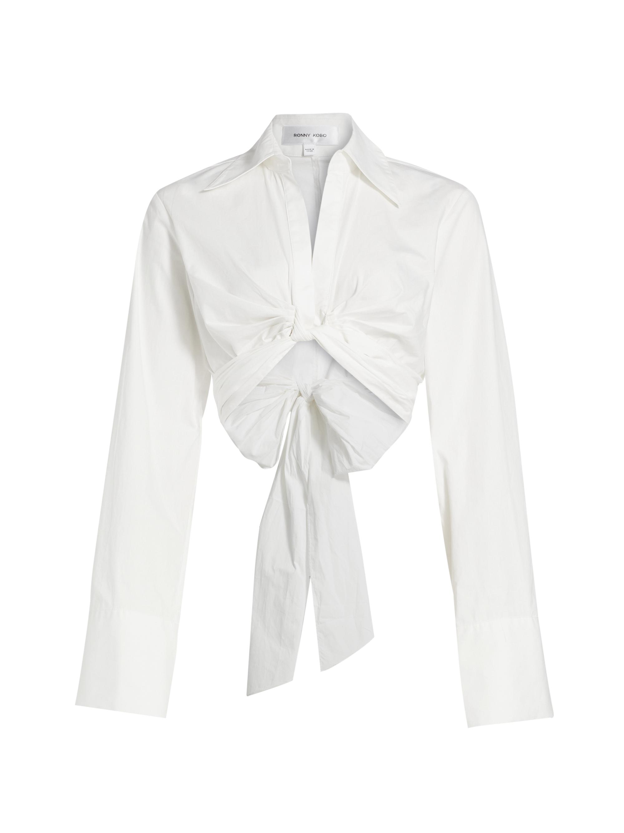 Ronny Kobo Women's Palmer Cotton Twist Crop Top - Optic White