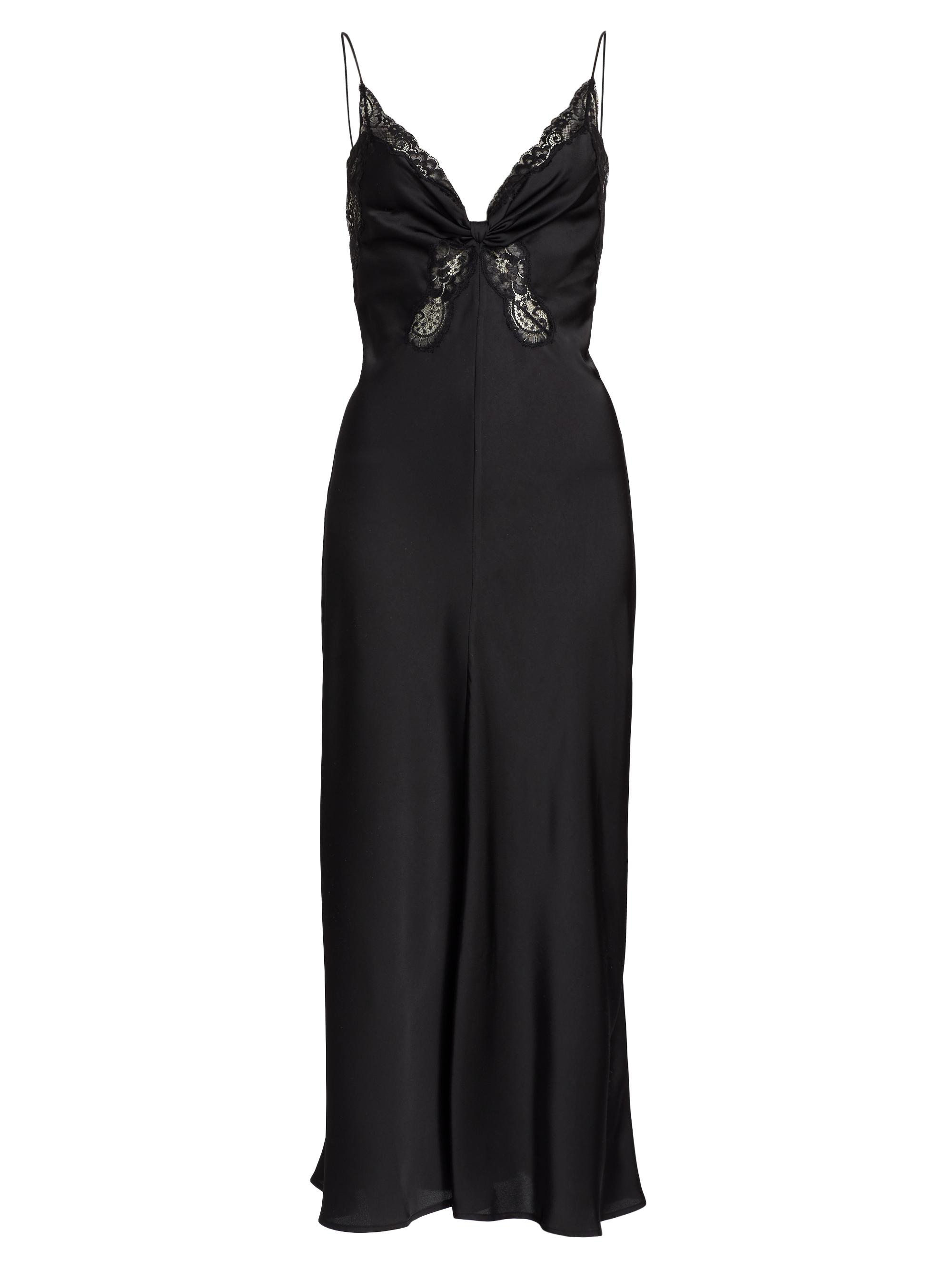 Ronny Kobo Women's Satin Lace Midi-Dress - Black