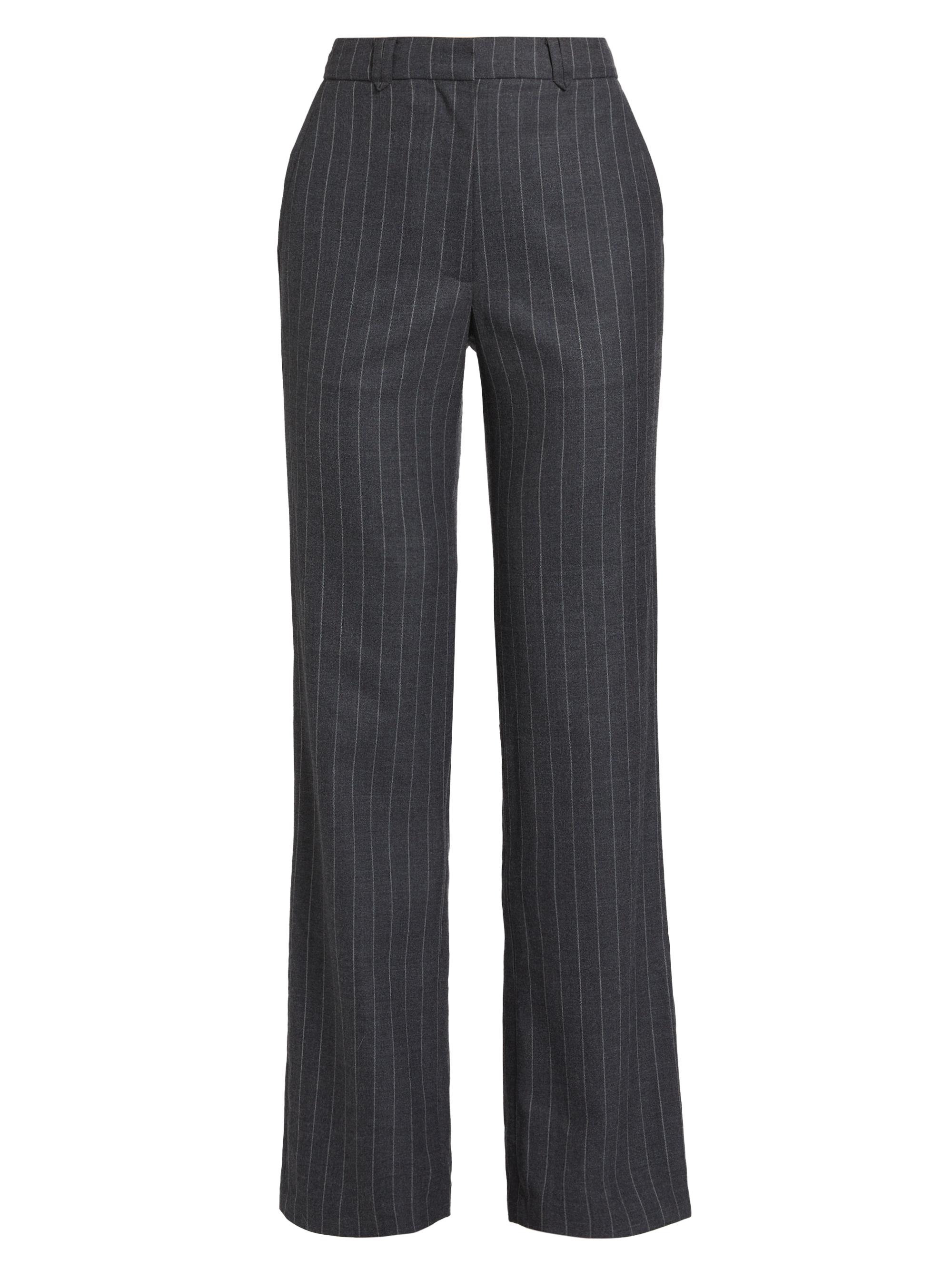 Anine Bing Women's Drew Pinstriped Wool-Blend Trousers - Grey Pinstripe