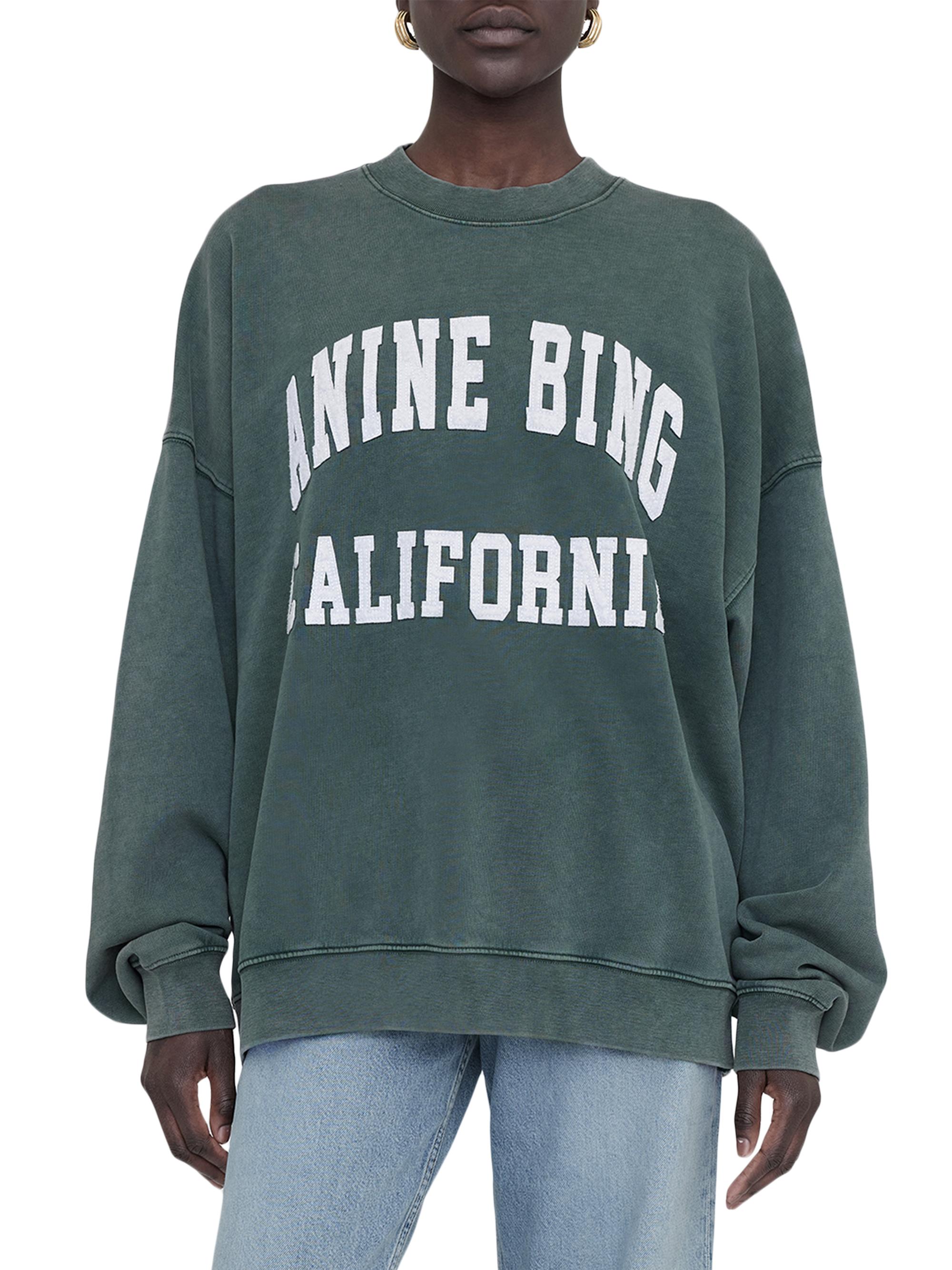 Anine Bing Miles Oversized Cotton Logo Sweatshirt | Saks Fifth Avenue
