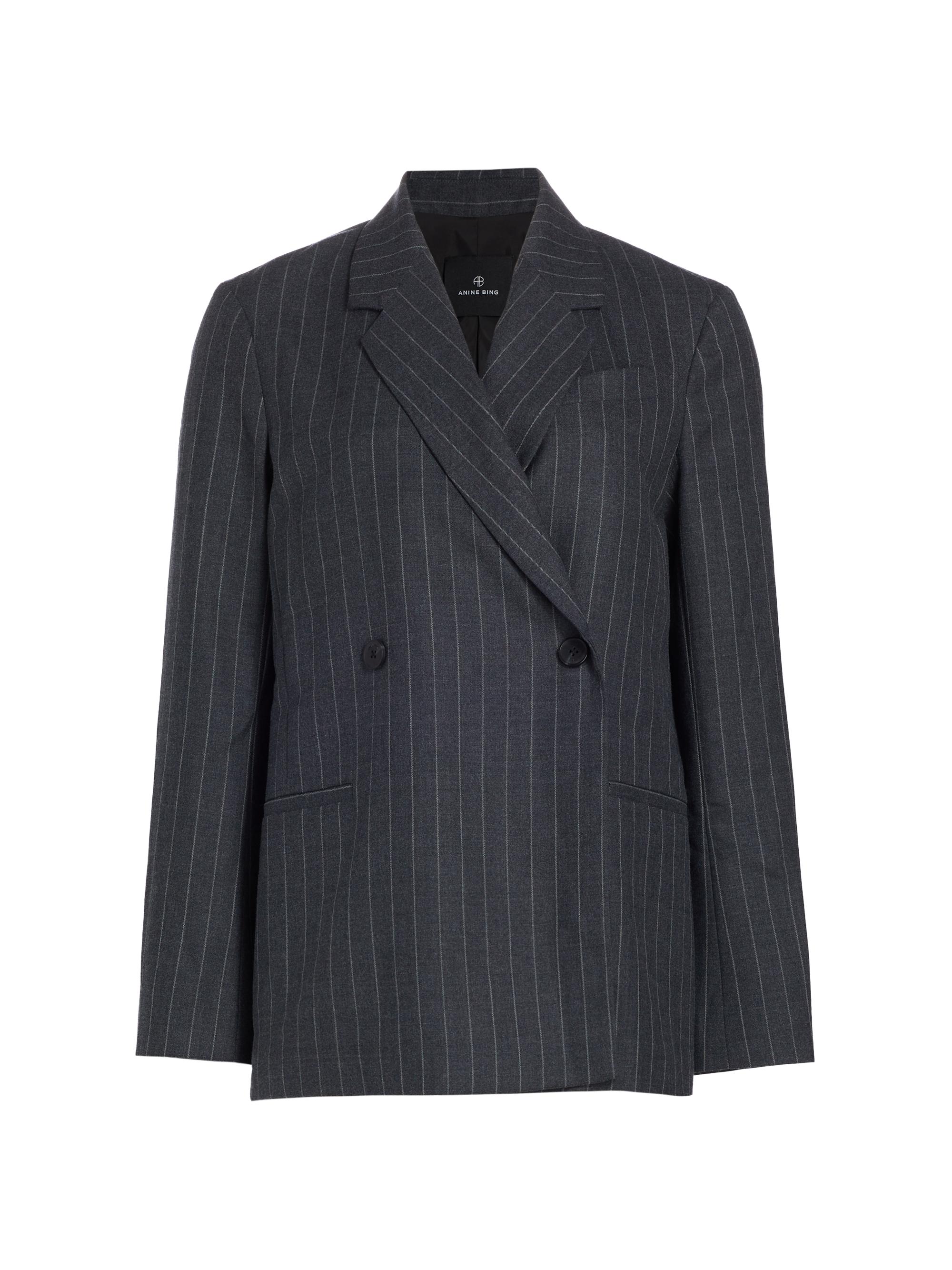 Anine Bing Women's Kaia Wool-Blend Pinstripe Blazer - Grey Pinstripe