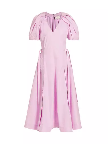 Bloom Cotton-Blend Puff-Sleeve Midi-Dress