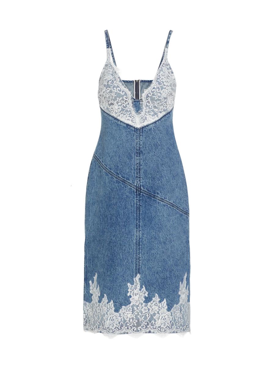 Lace Trimmed Chambray DressサイズM Lace Trimmed Chambray Dress（ワンピース）｜Her lip to（ハー