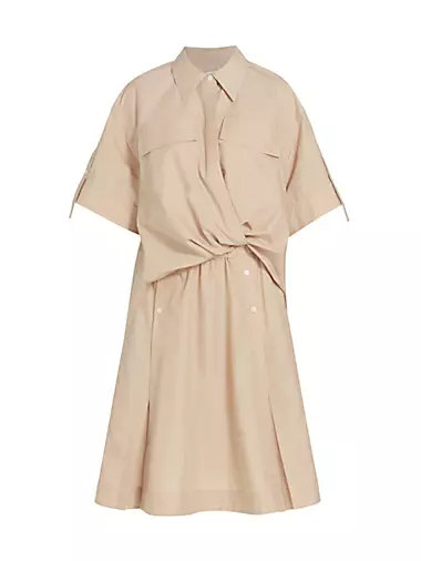 Mixed-Media Cotton-Blend Dress