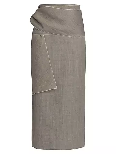 Laz Tie Wool Midi-Skirt