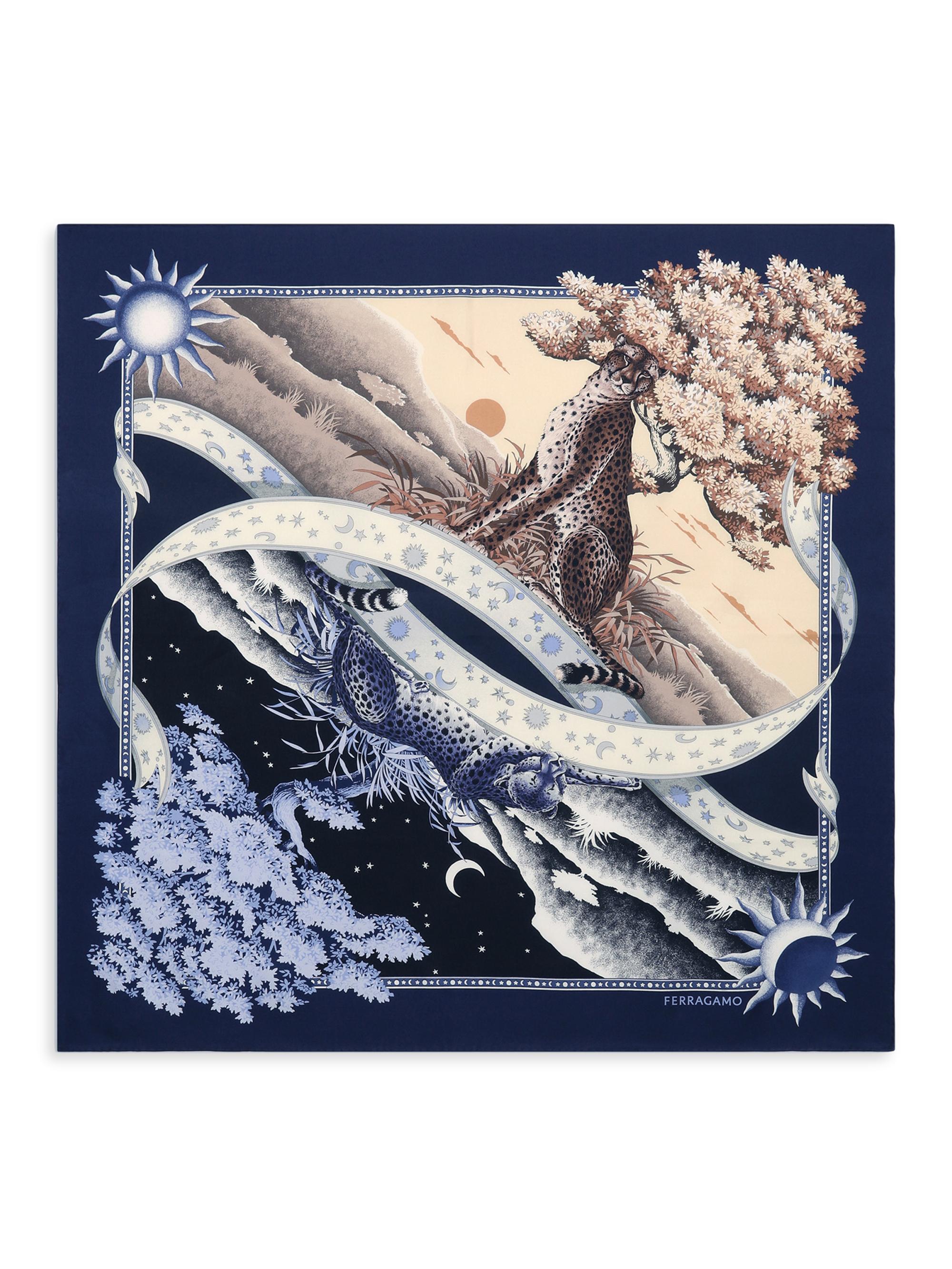 FERRAGAMO Women's Fo Daynight Silk Foulard Scarf - Blue