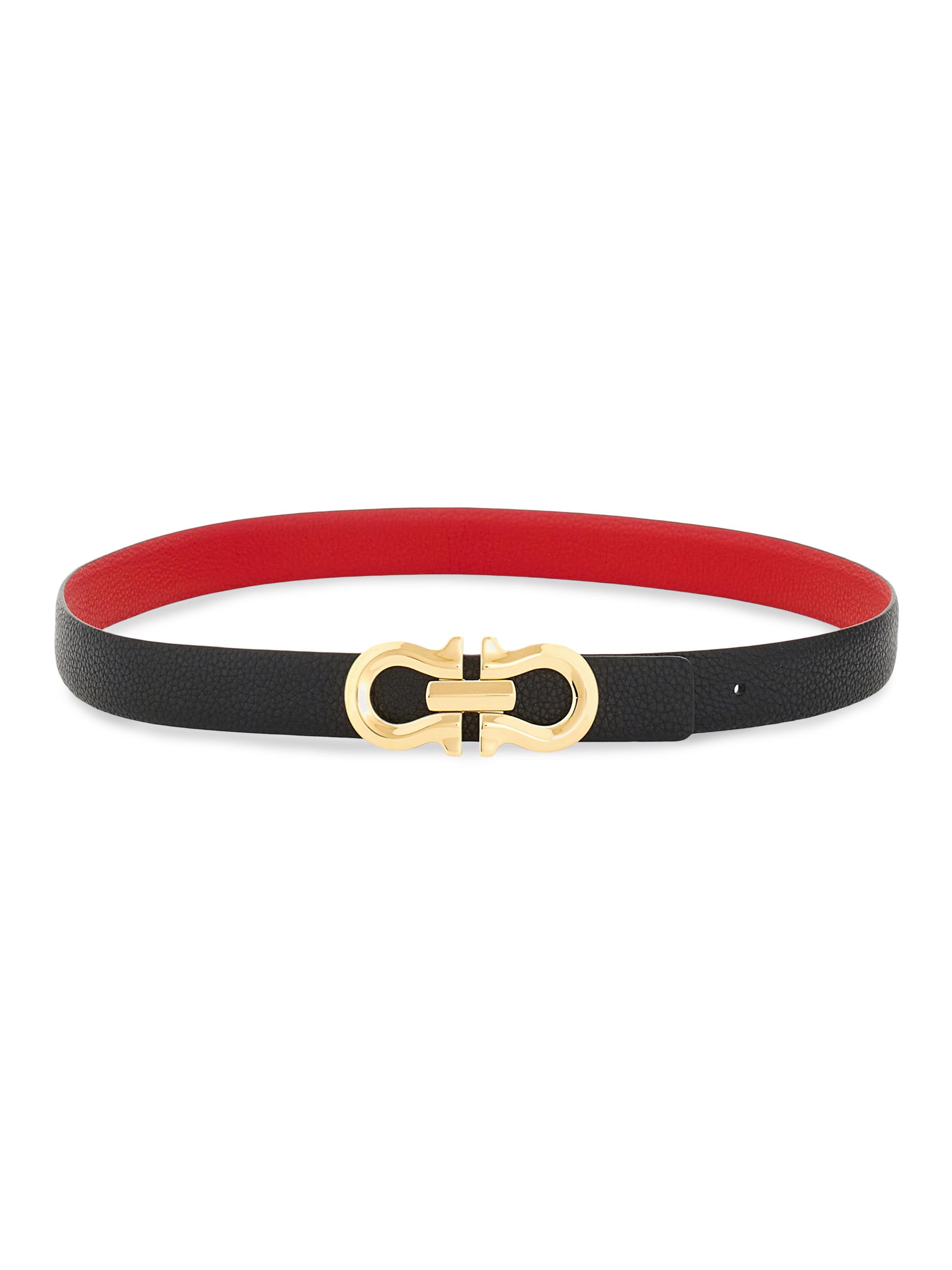 FERRAGAMO Women's Gancio Contour Reversible & Adjustable Cut-to-Size Leather Belt - Nero