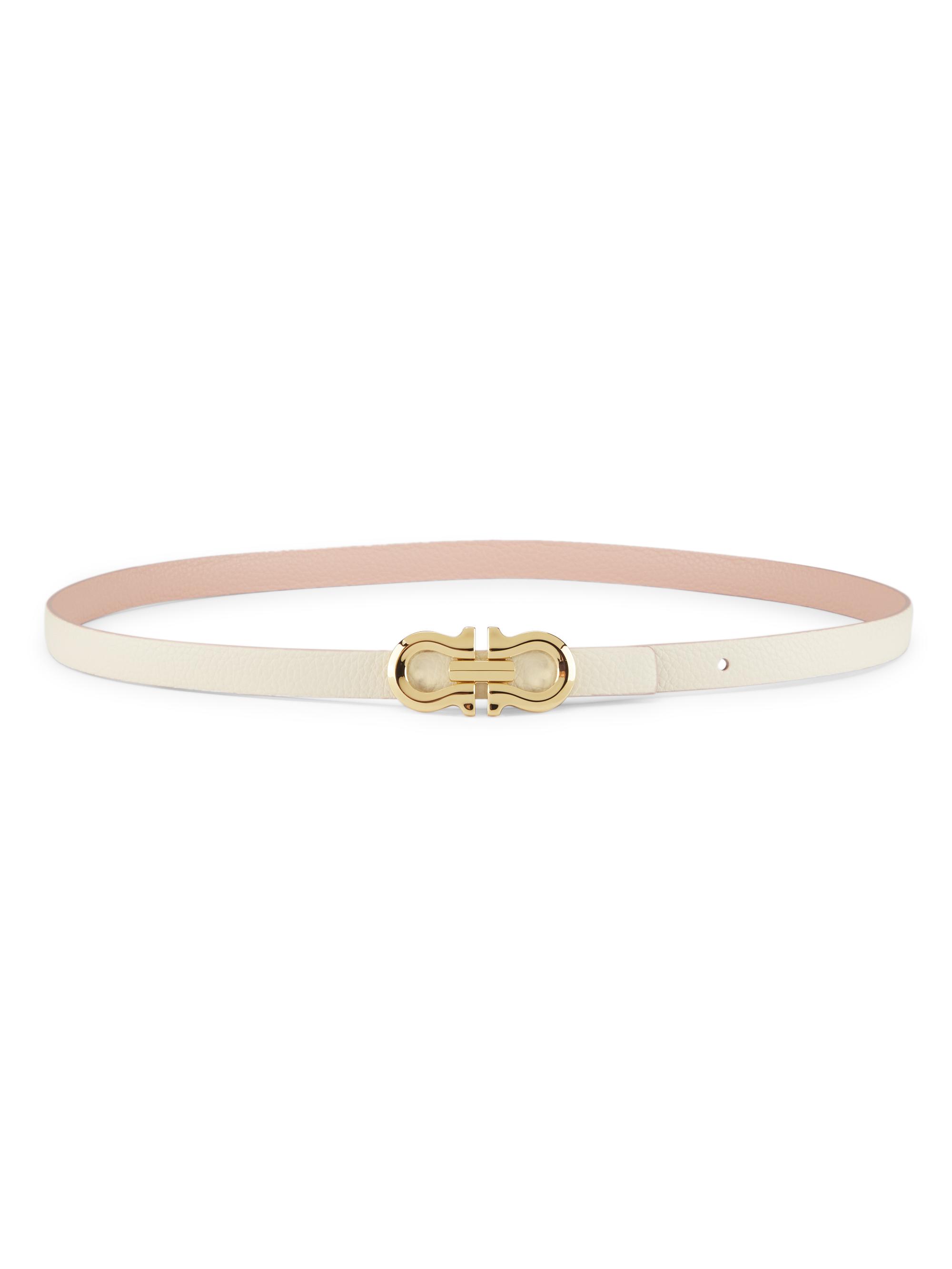 FERRAGAMO Women's Gancio Contour 15MM Leather Belt - Mascarpone