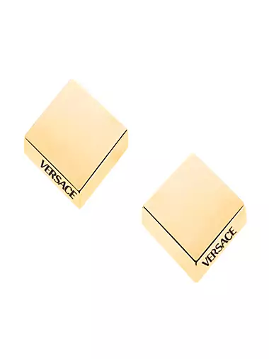 Mosaic Goldtone Logo Earrings