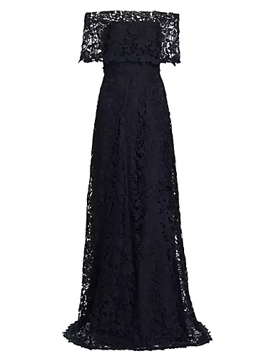 Deedie Lace Off-The-Shoulder Gown