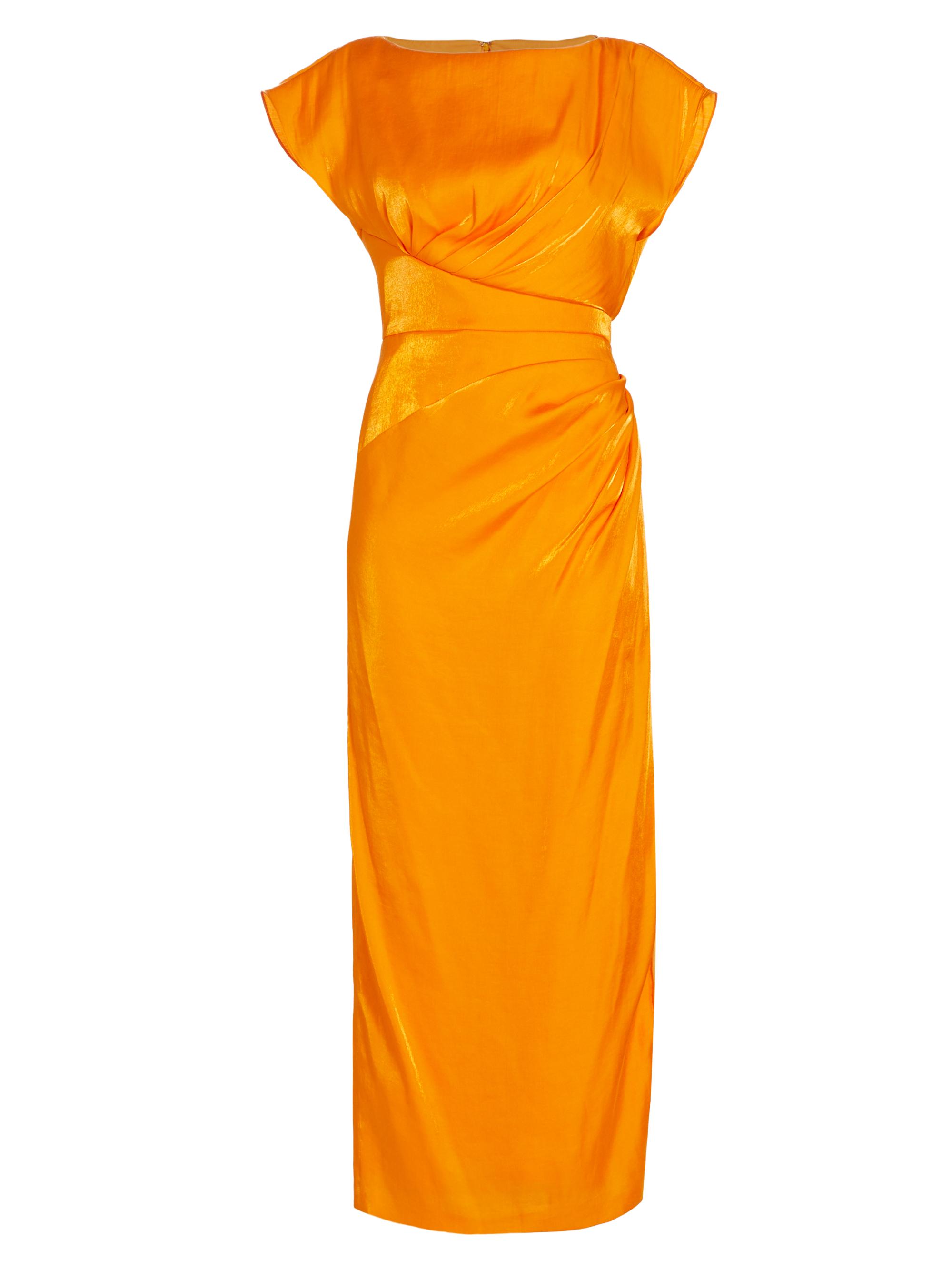 Lela Rose Women's Florence Satin Crepe Midi-Dress - Tangerine
