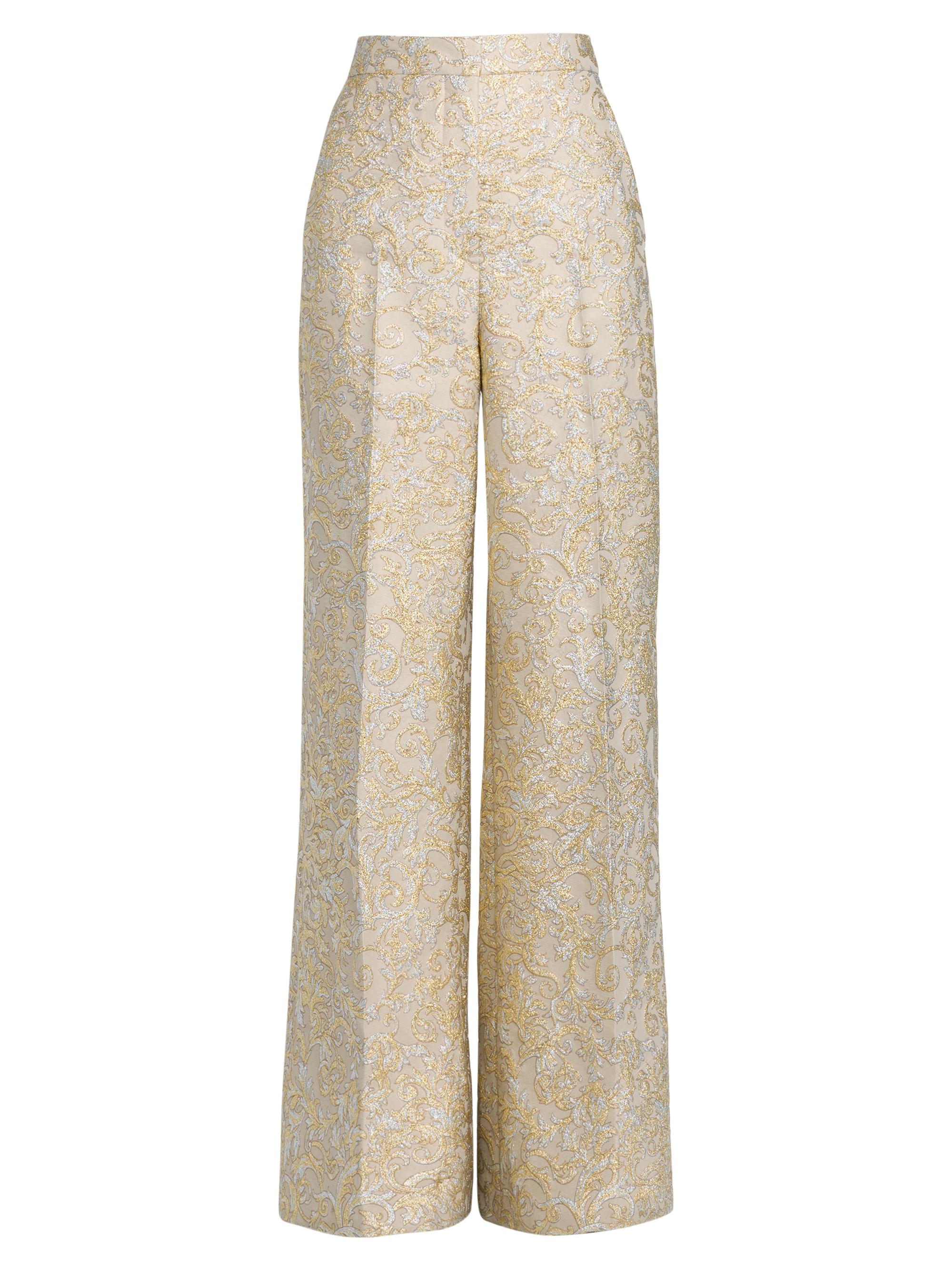 Stella McCartney Women's Brocade High-Rise Wide-Leg Pants - Gold