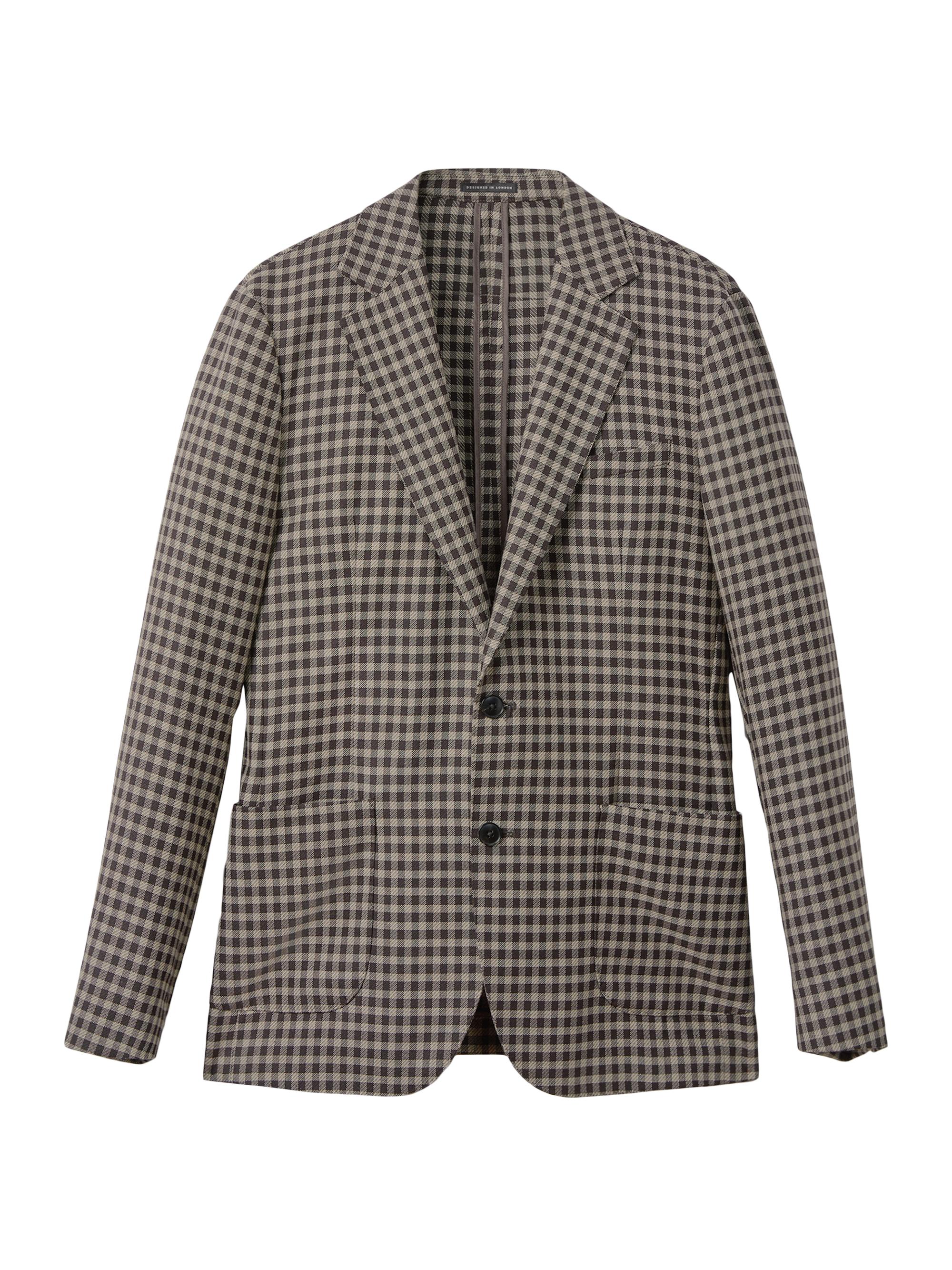 Reiss Men's Nano Wool Grid Blazer - Brown Multi