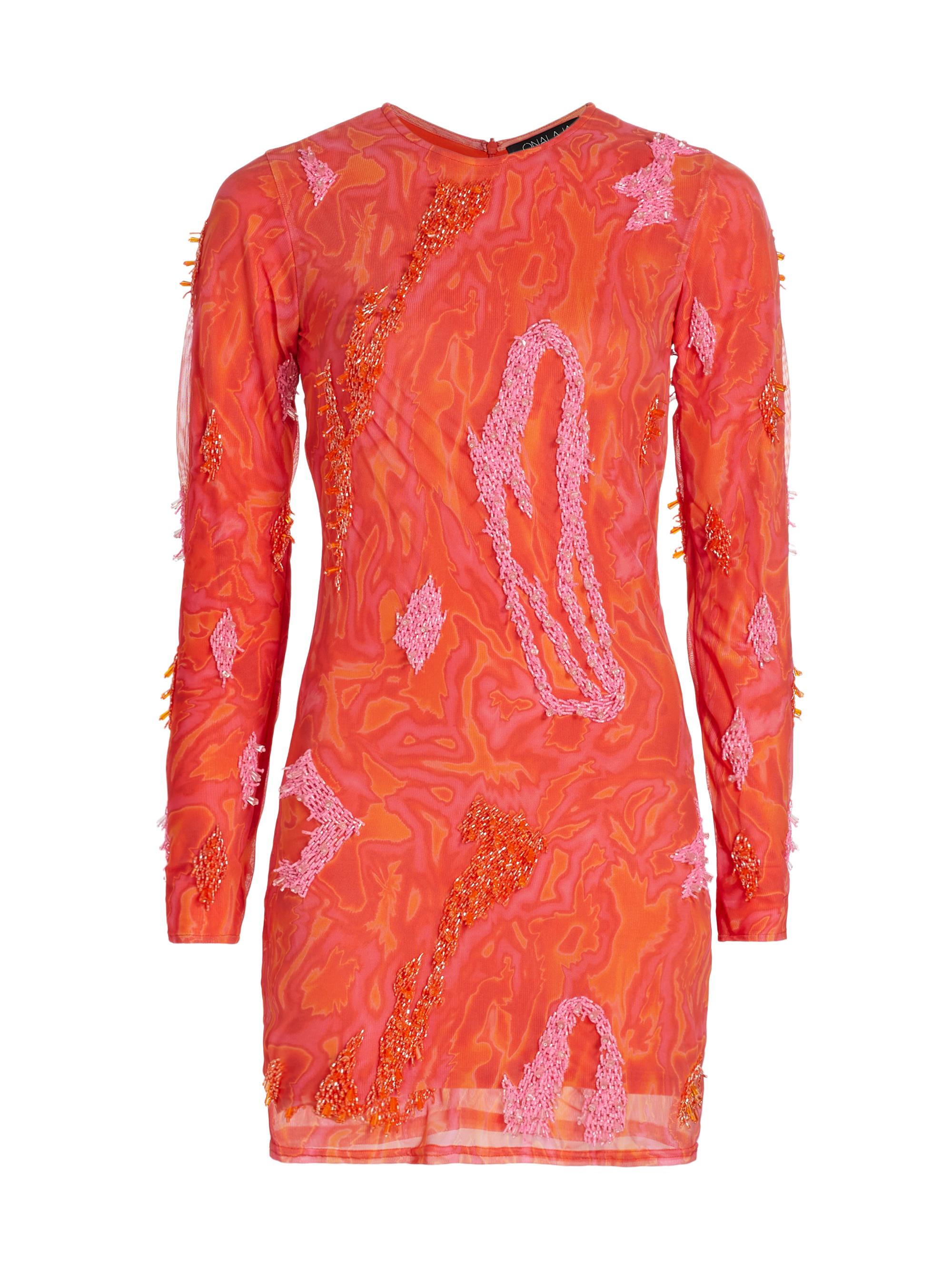 Onalaja Women's Zusi Evergreen Appliqué Minidress - Pink Burnt Orange