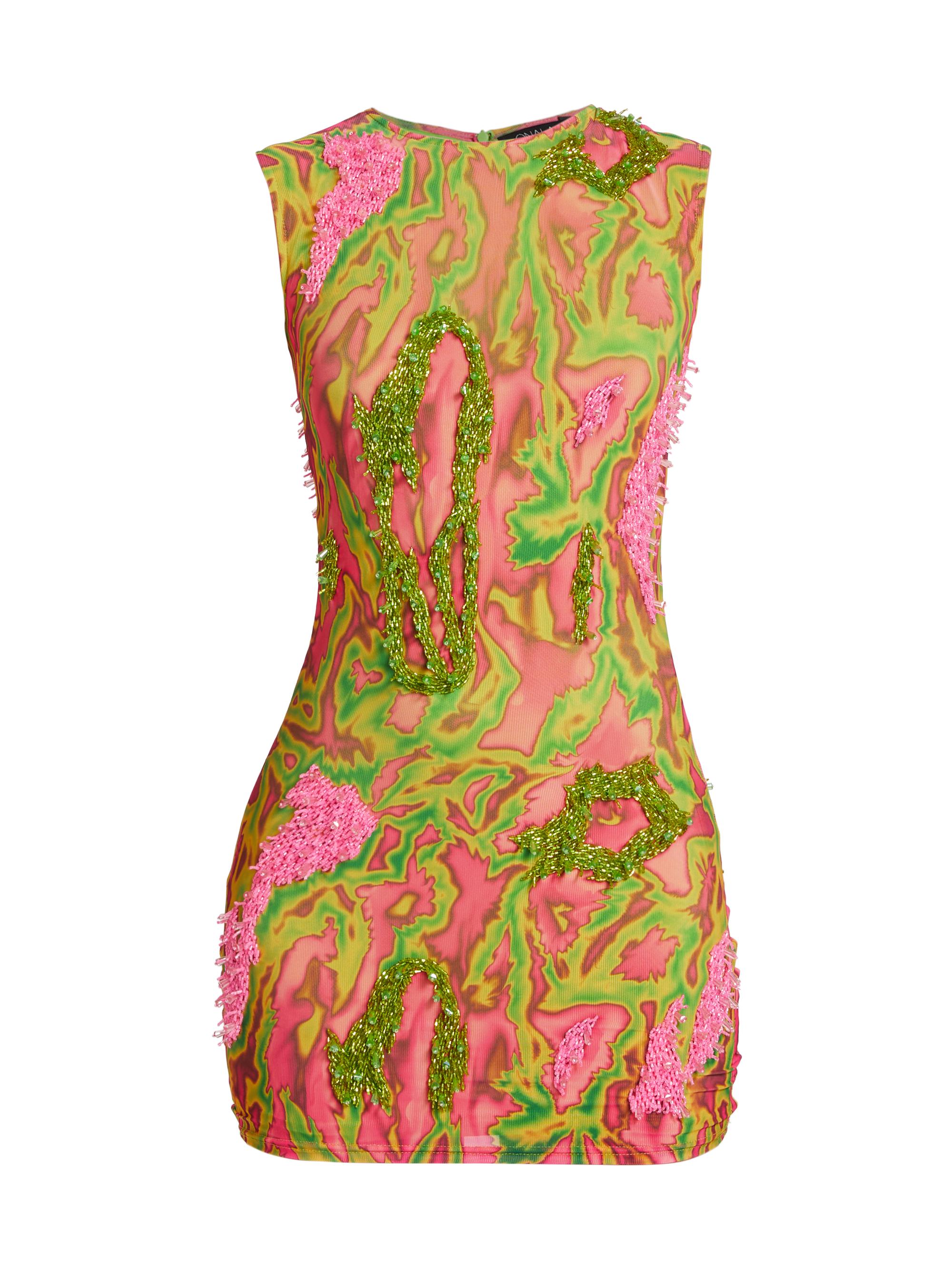 Onalaja Women's Zusi Evergreen Sleeveless Minidress - Pink Neon Green