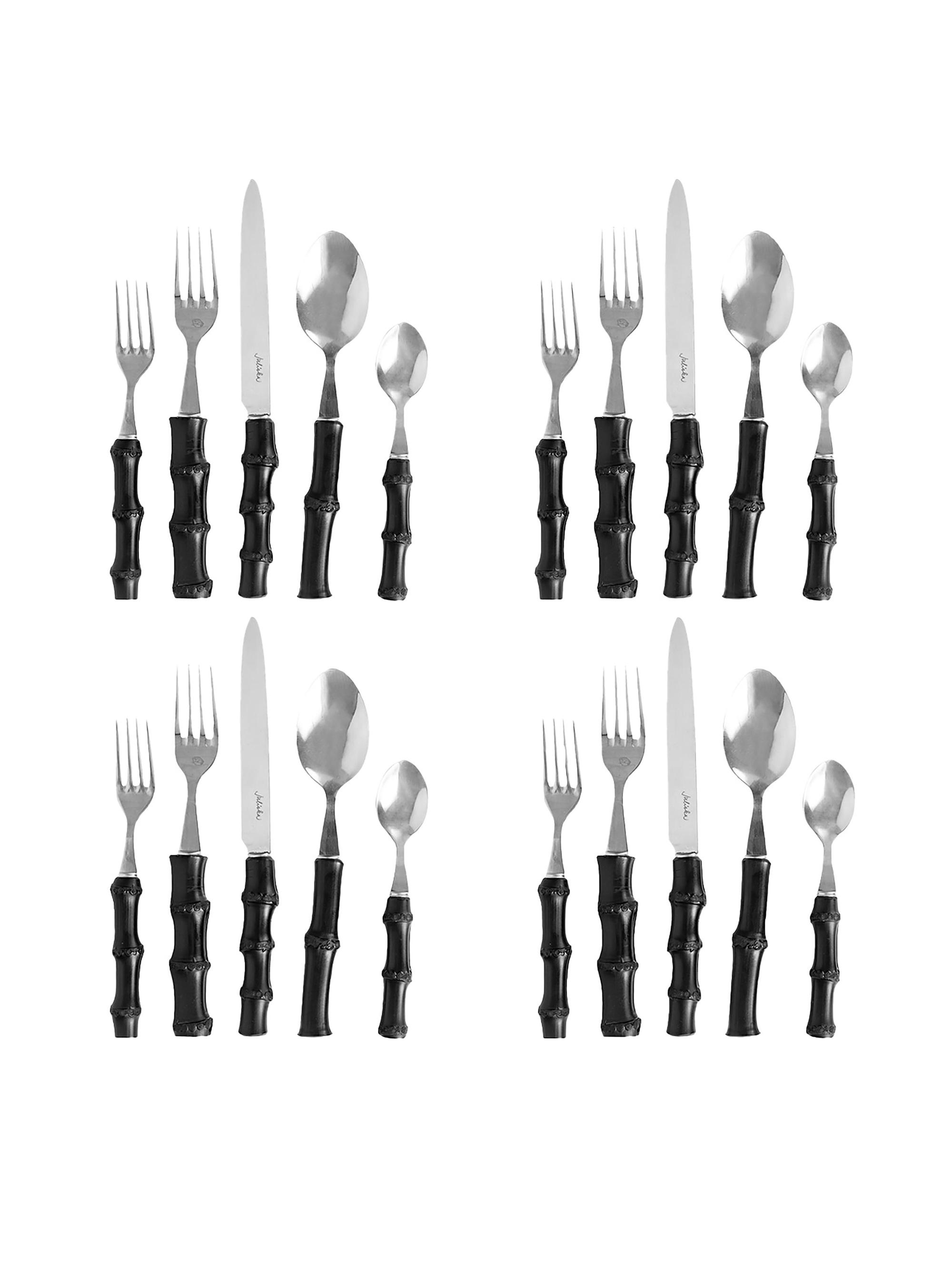 Juliska Bamboo 20-Piece Flatware Set - Silver Black
