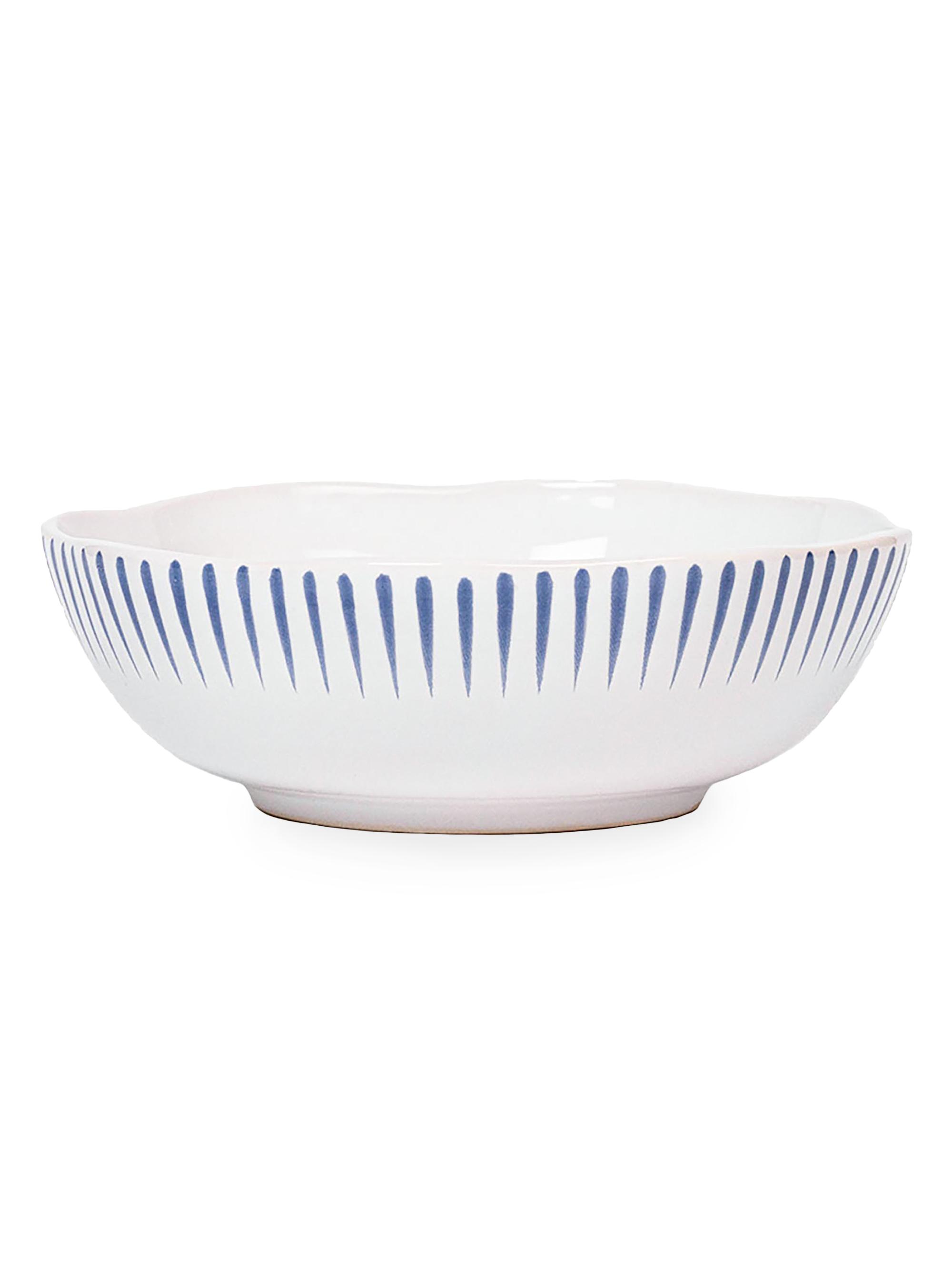 Juliska Sitio Striped Coupe Bowl - White Wash Delft Blue