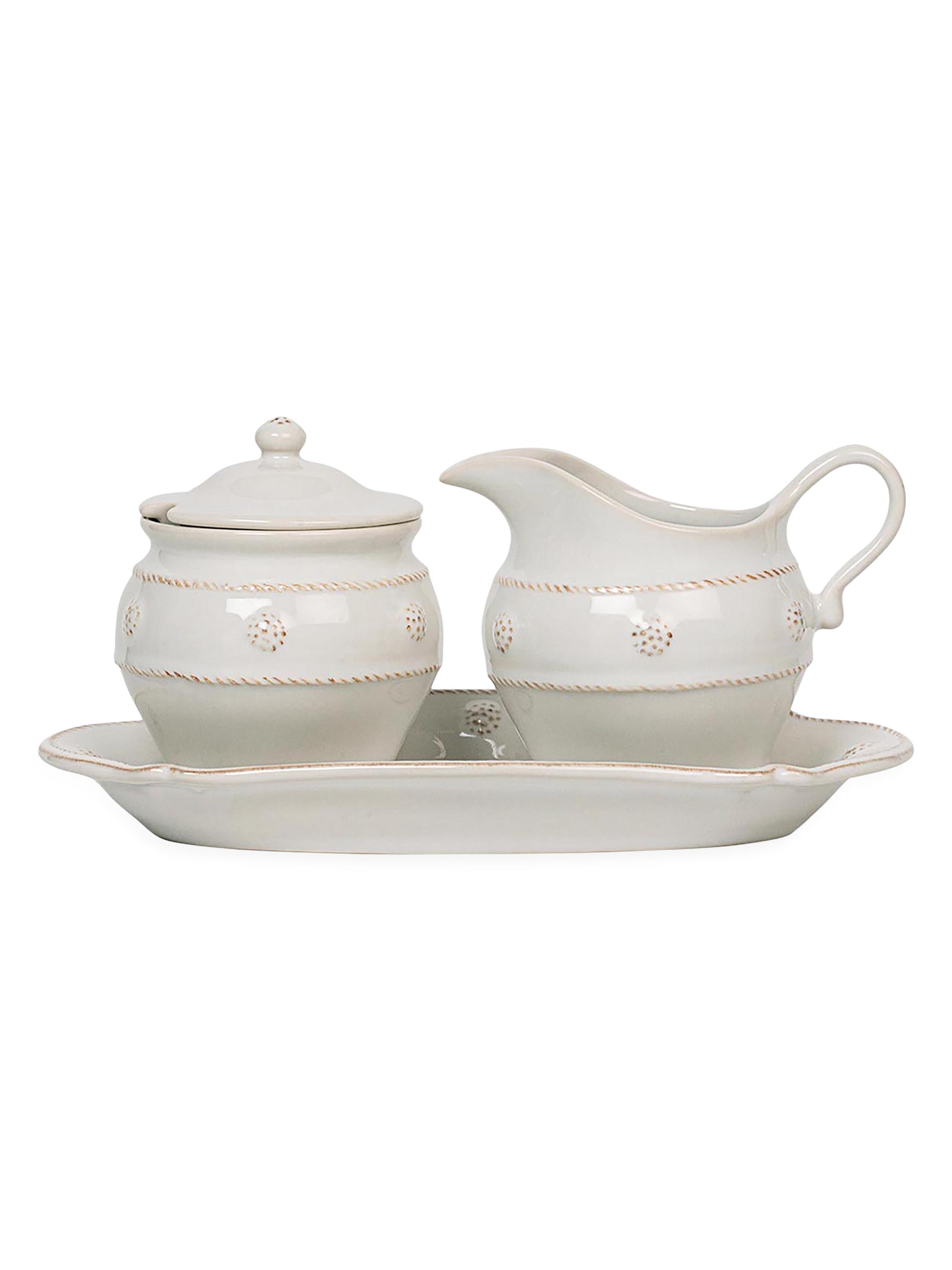 Juliska Berry & Thread 3-Piece Sugar & Creamer Set - White Wash