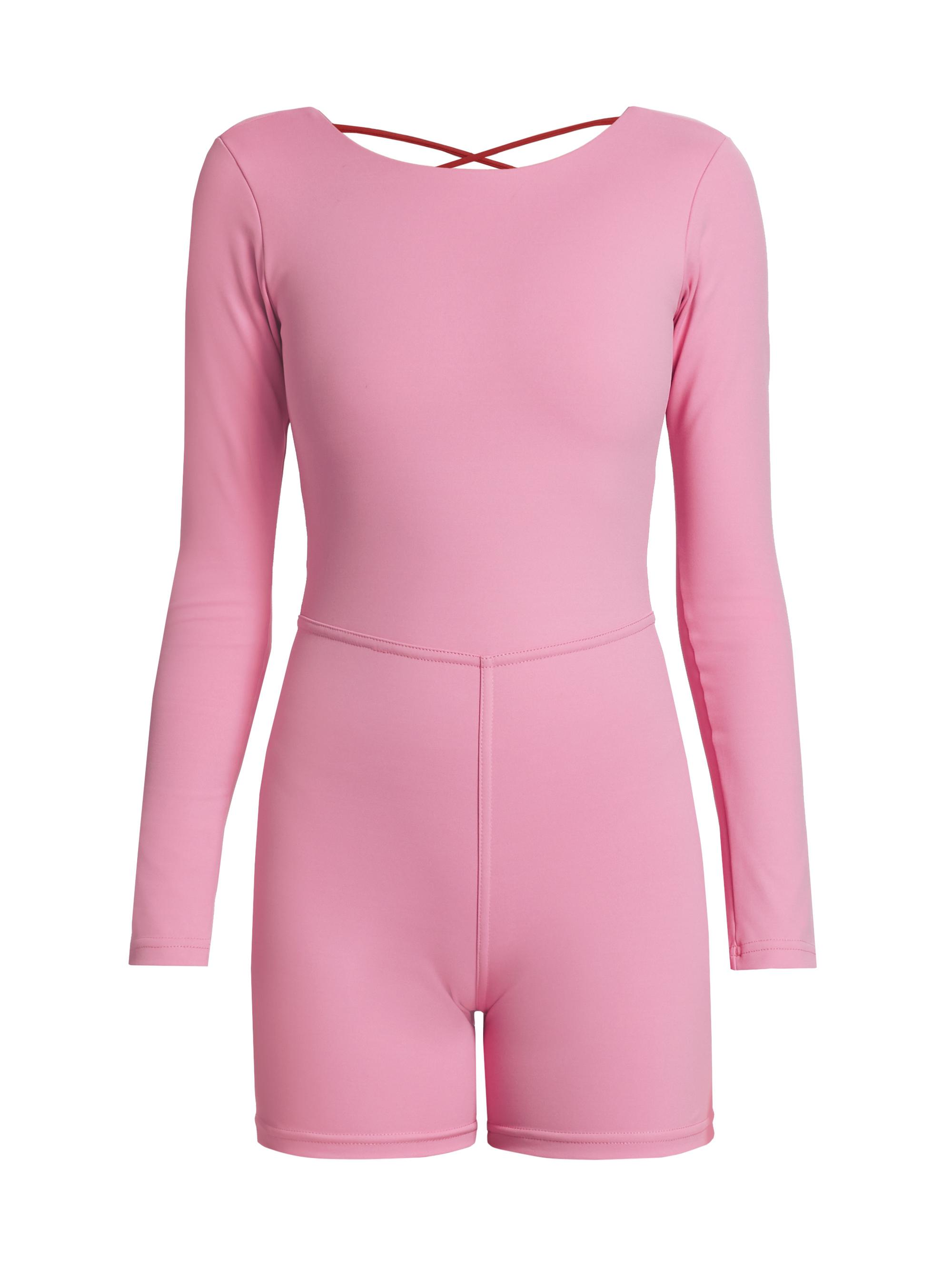 Maqui Active Women's Long-Sleeve Lace-Up Romper - Pink