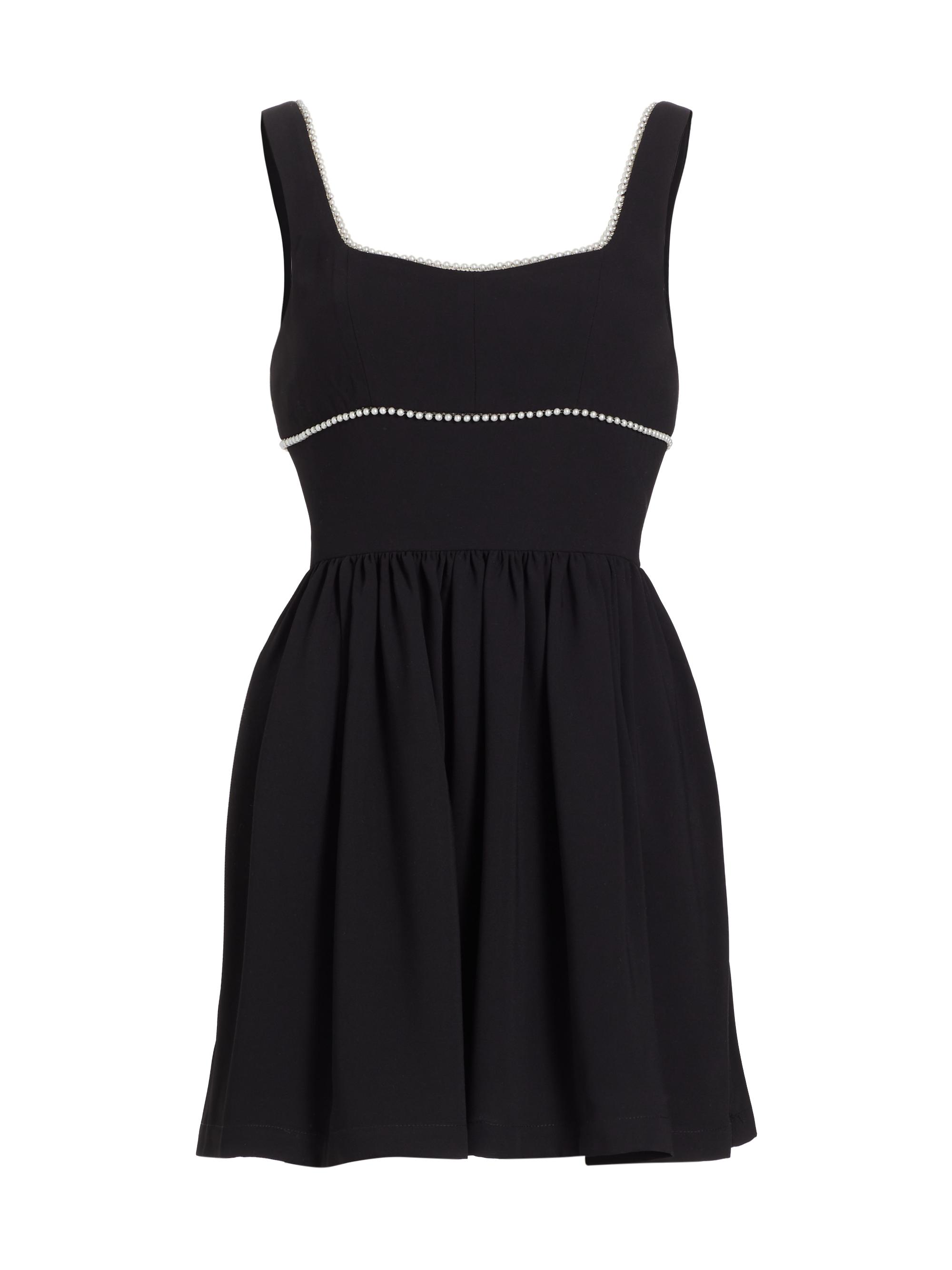Amanda Uprichard Women's Bijou Imitation Pearl-Trimmed Fit & Flare Minidress - Black | Thumbnail 8
