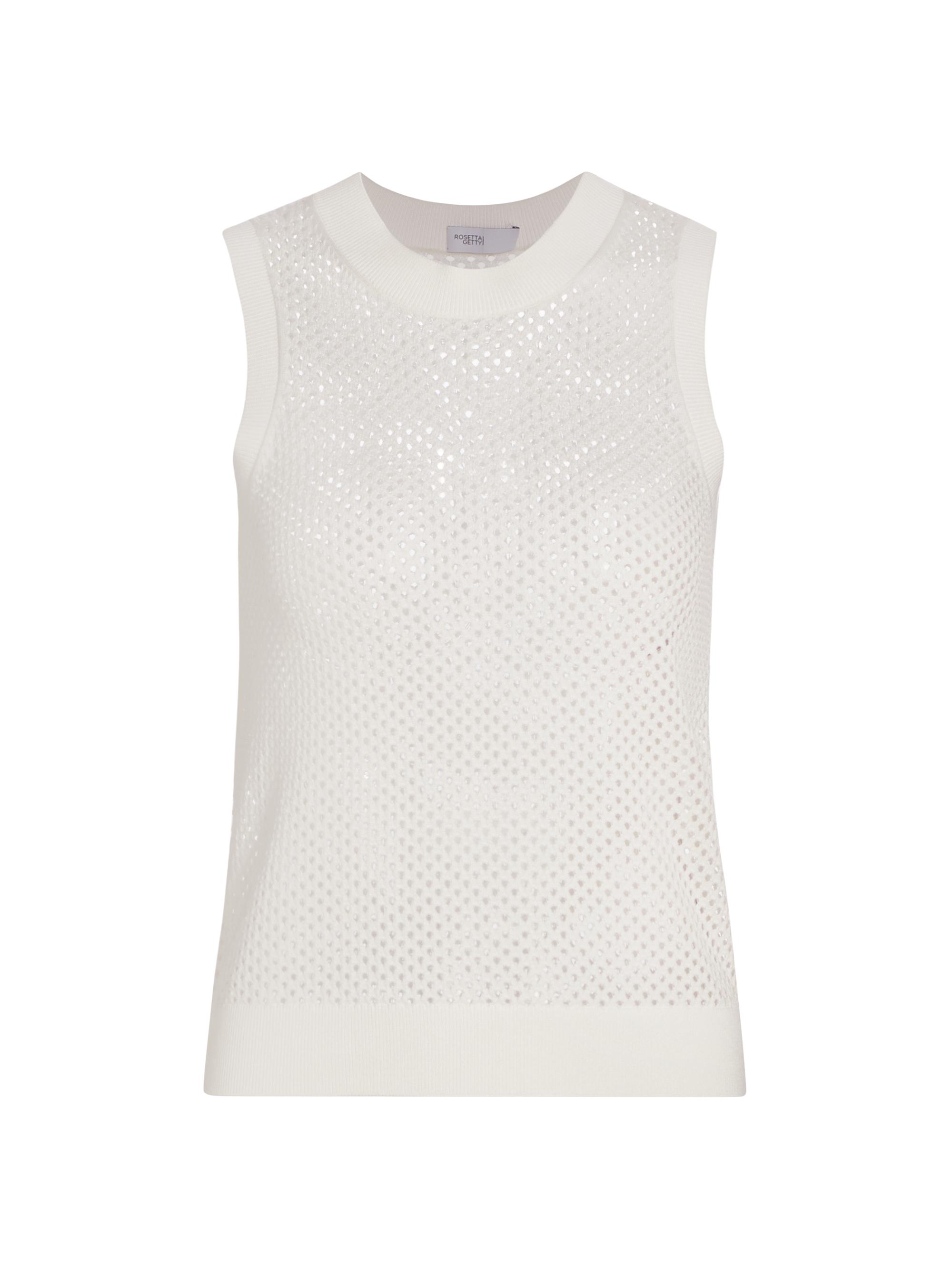 Rosetta Getty Women's Mesh Pointelle Sleeveless Sweater - Cream