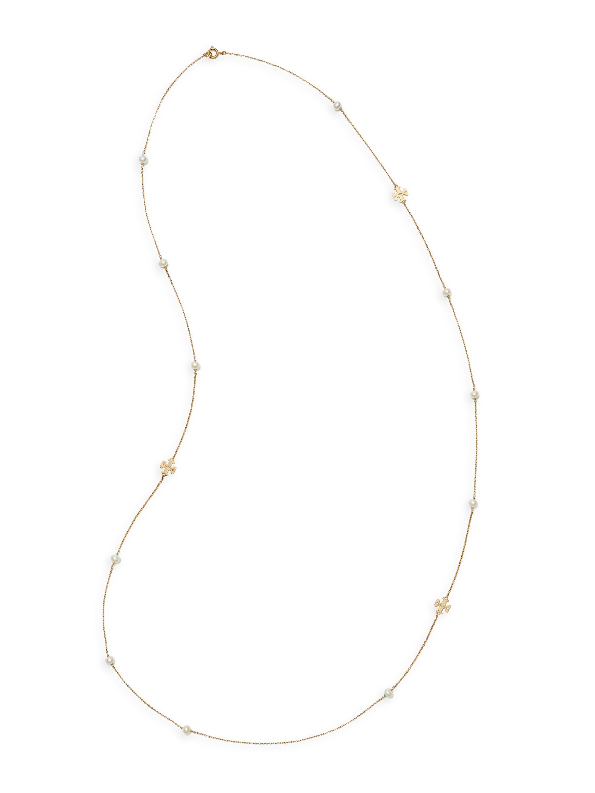 Tory Burch Women's Long Moondance Pearl Necklace - Tory Gold Pearl