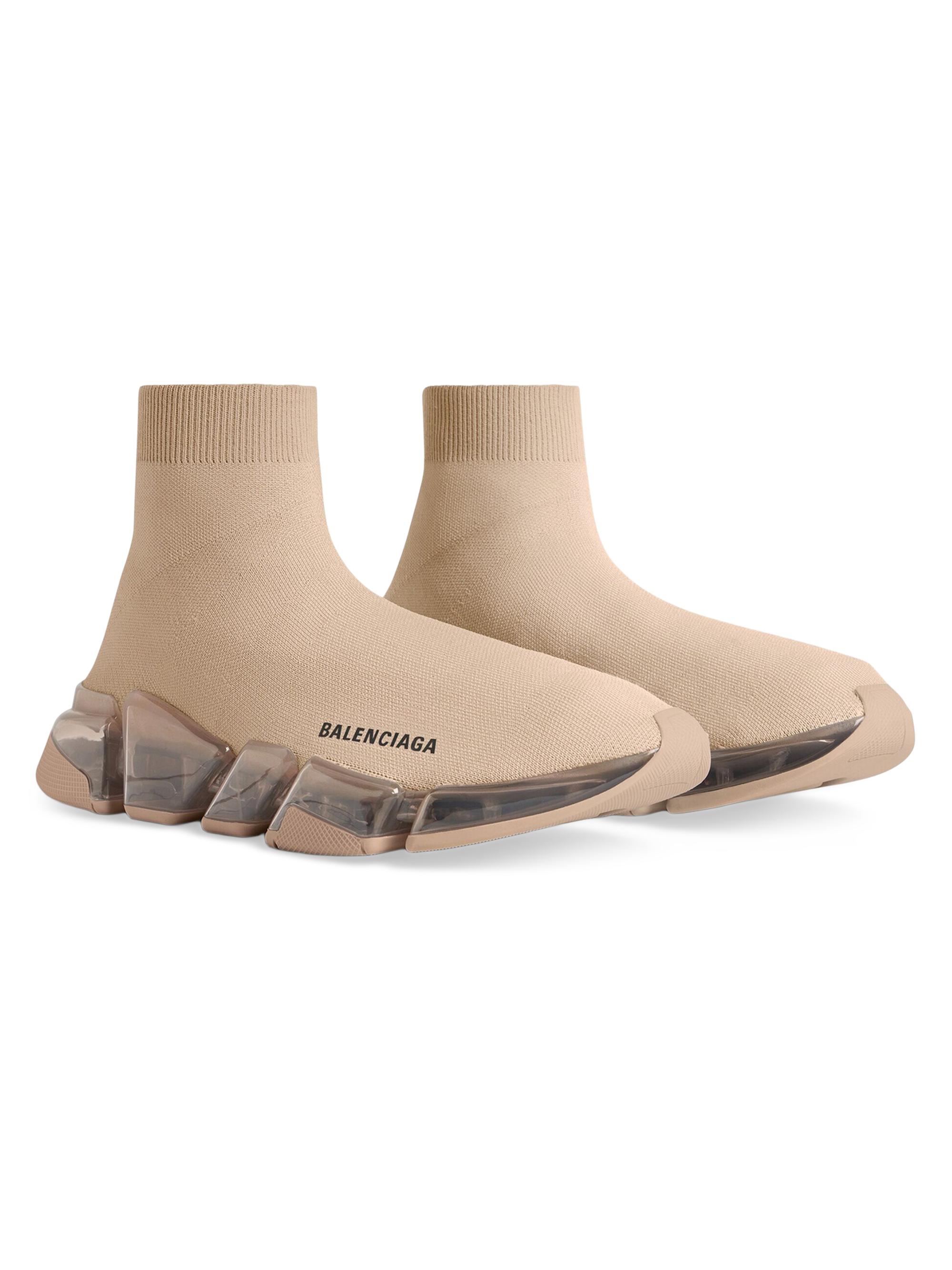 靴 BALENCIAGA SPEED TRAINER CLEARSOLE Men's Speed 2.0 Full Clear Sole Recycled Knit Sneaker in Black