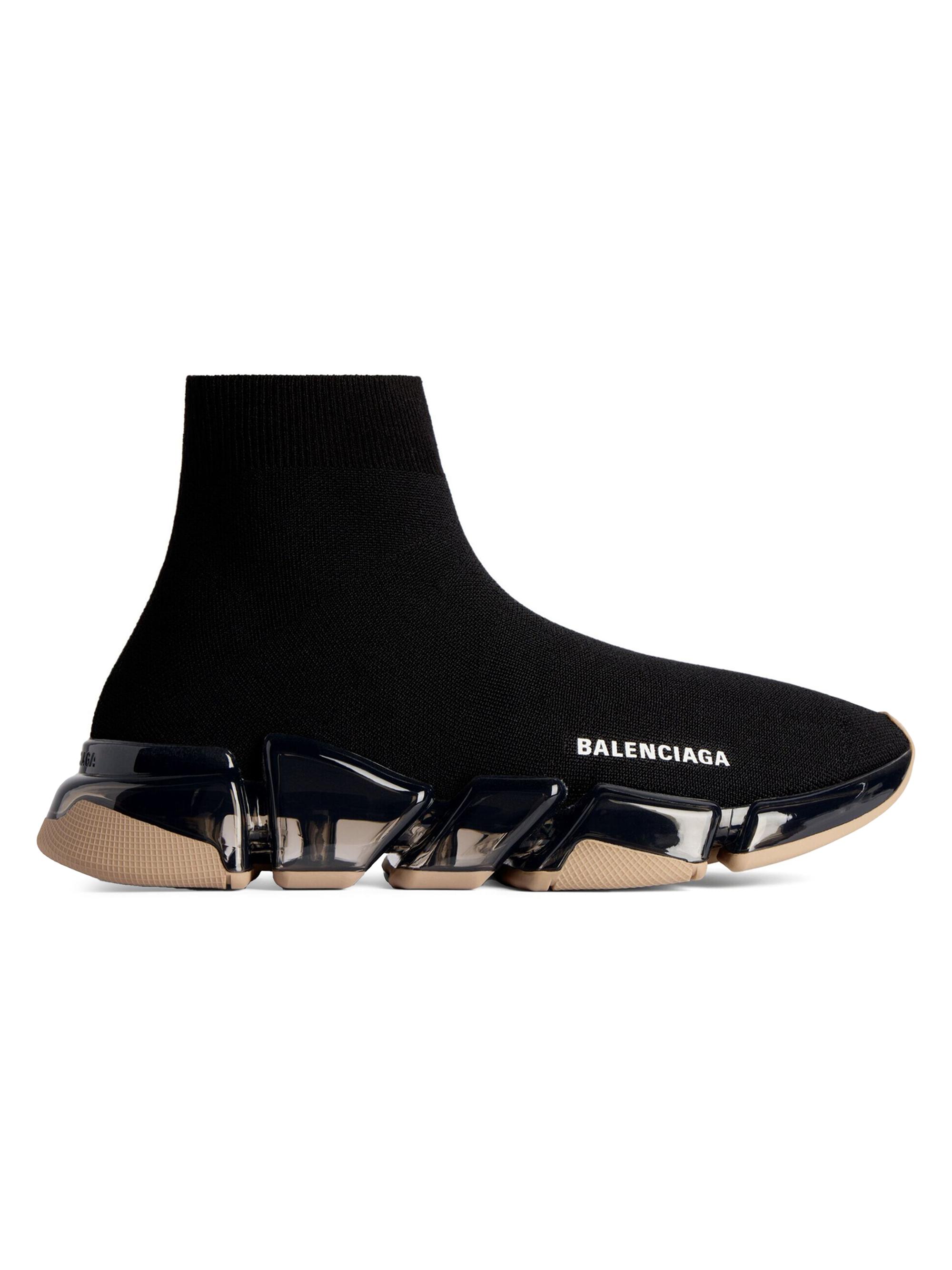 Balenciaga Women's Speed 2.0 Full Clear Sole Recycled Knit Sneakers - Black Beige