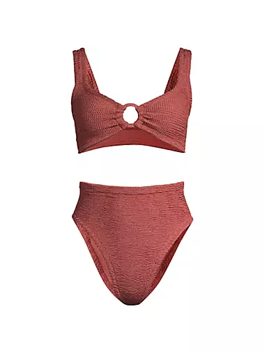 Red Satin Tie Back Bralette, Two Piece Sets