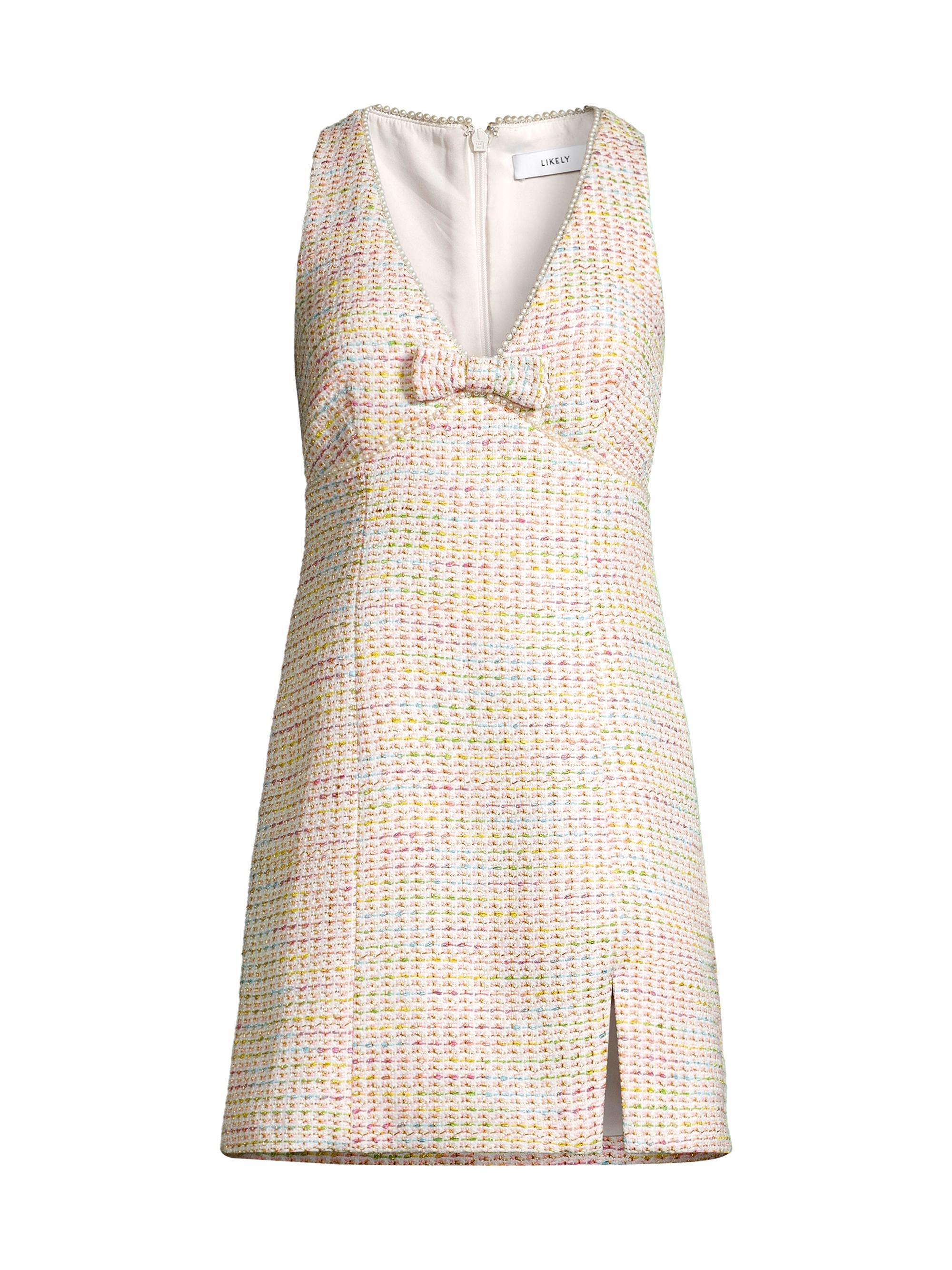 Likely Women's Troya Tweed V-Neck Minidress - White Pink