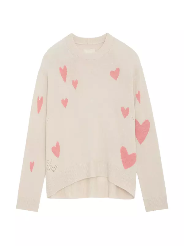 Shop Zadig & Voltaire Markus Heart Crewneck Cashmere Sweater