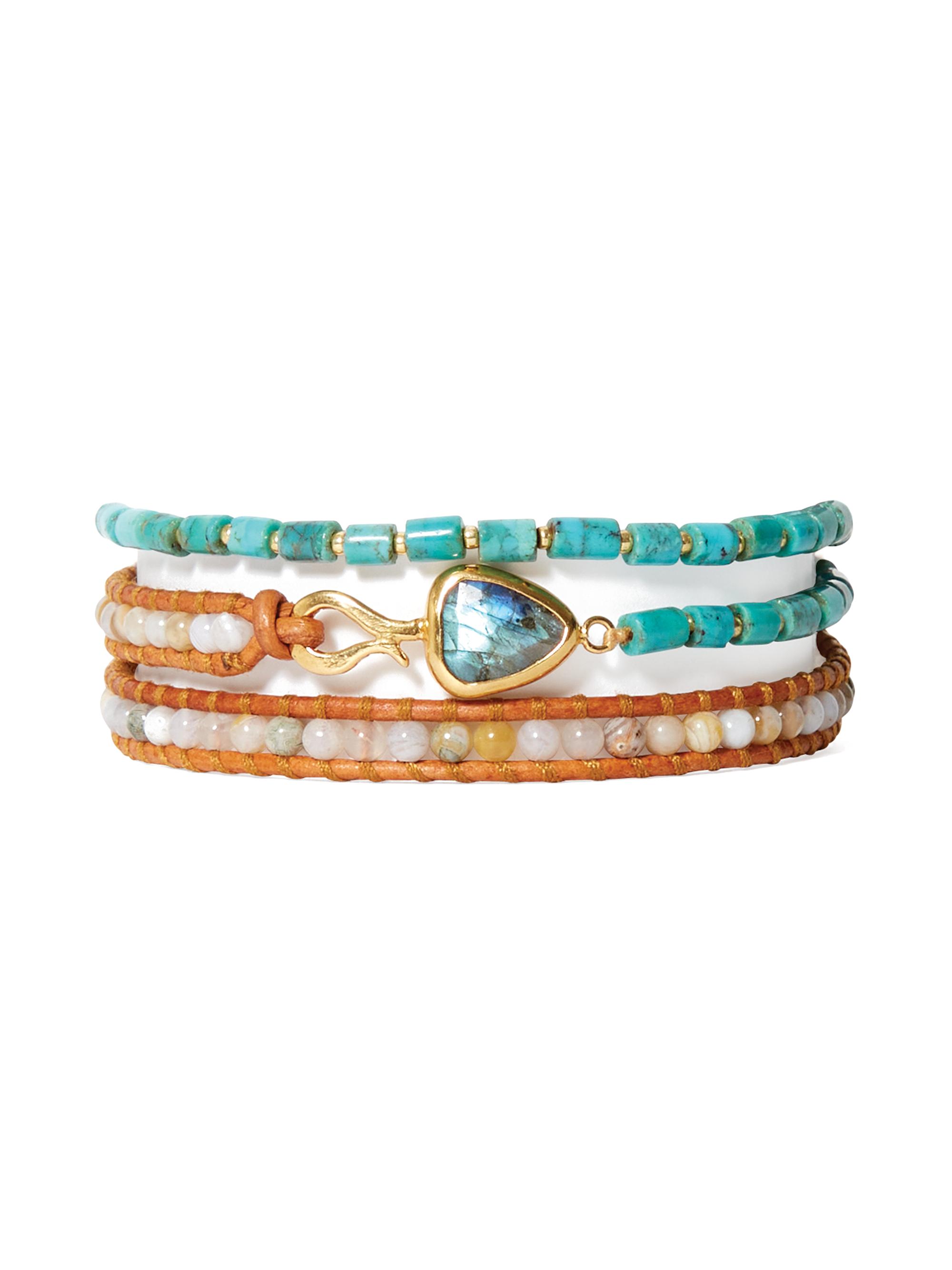 Chan Luu Women's 18K Gold-Plated, Turquoise & Multi-Gemstones Wrap Bracelet - Turquoise Mix