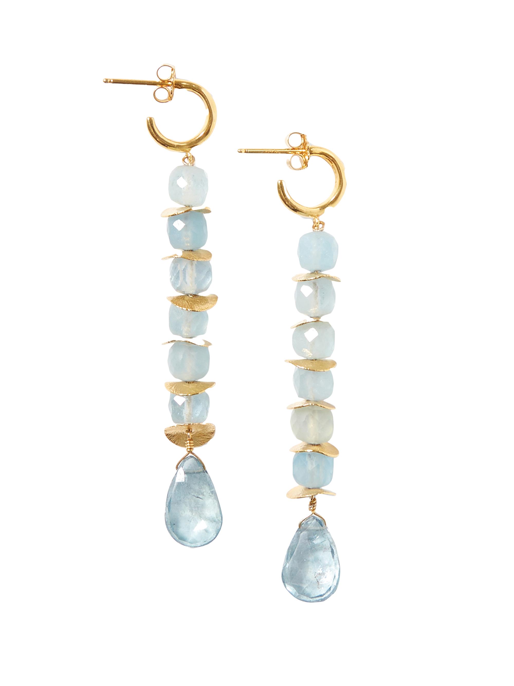 Chan Luu Women's 18K Gold-Plated, Aquamarine & Green Crystal Hoop Earrings - Aquamarine