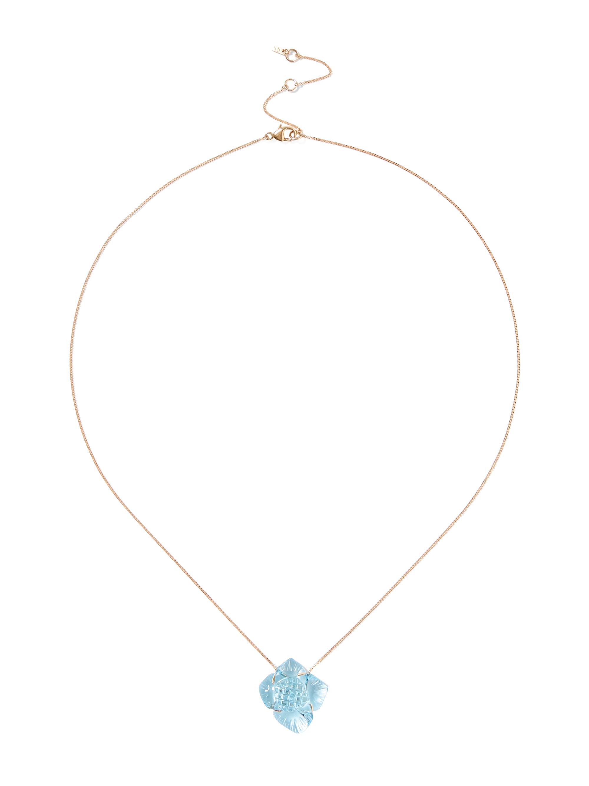 Chan Luu Women's 14K Gold Necklace Featuring A Carved Blue Topaz Flower. - Blue Topaz