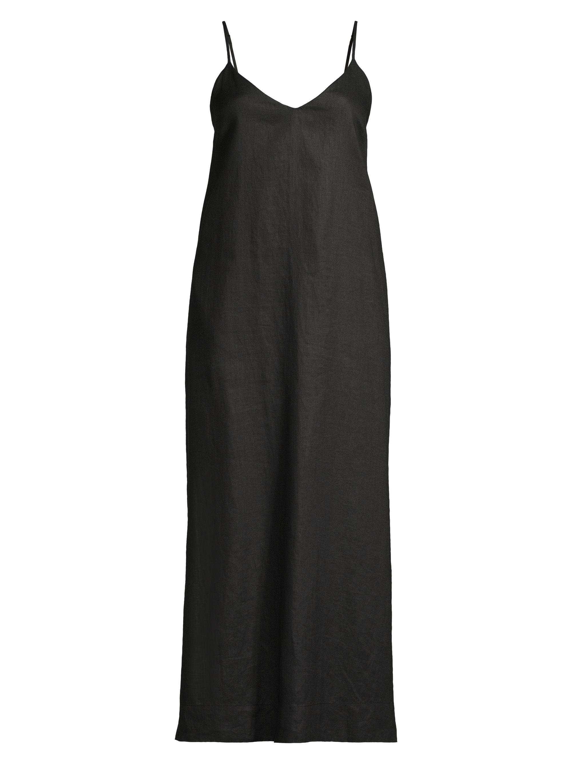 Birds of Paradis Women's Reva Linen Midi Slipdress - Black