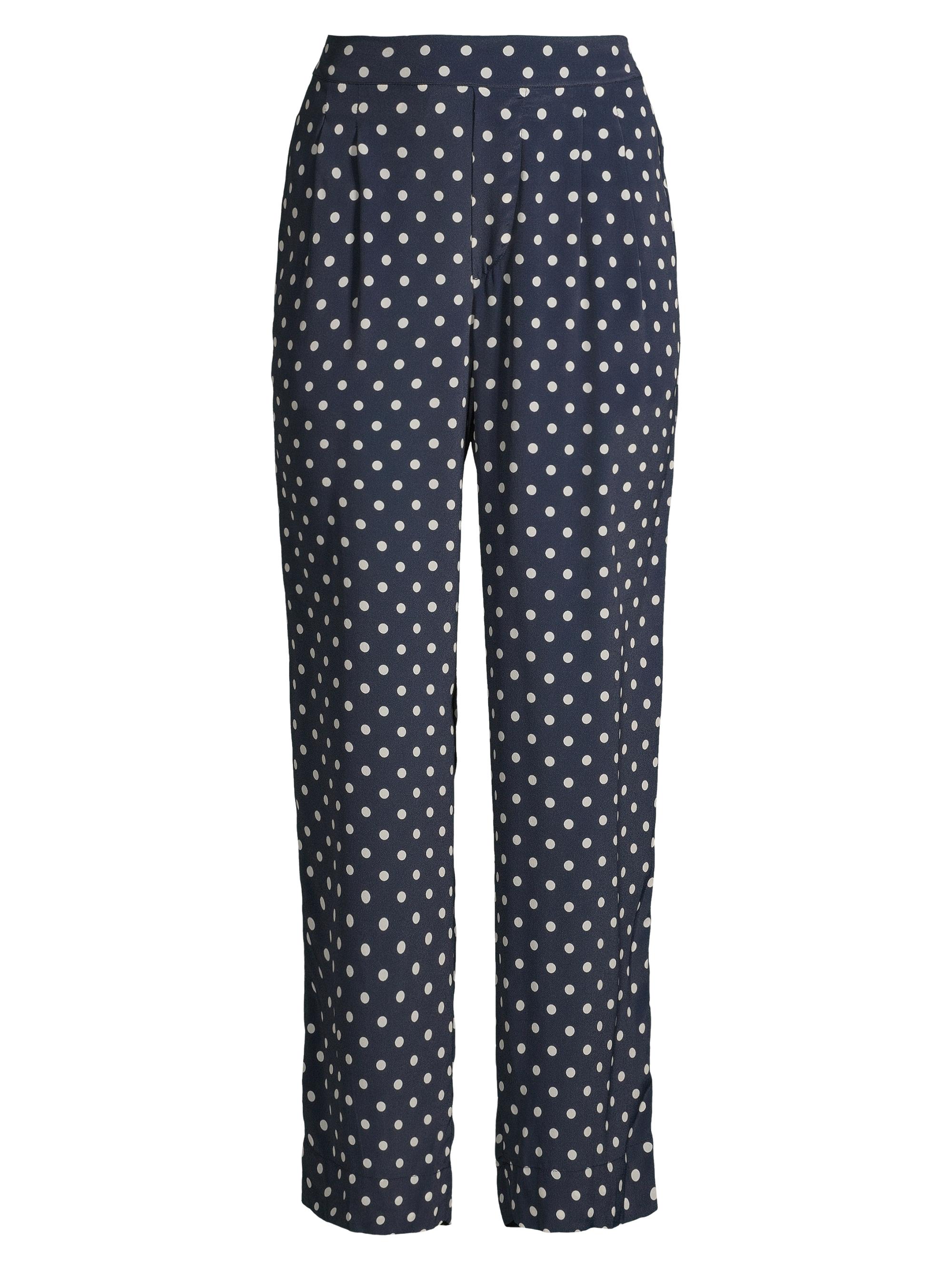 Birds of Paradis Women's Leigh Polka Dot Satin Pants - Navy Polka Dot