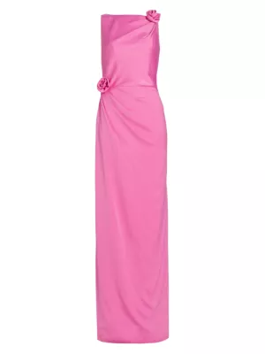 ML Monique Lhuillier Women's Leela Crepe Maxi Dress - Rose Pink