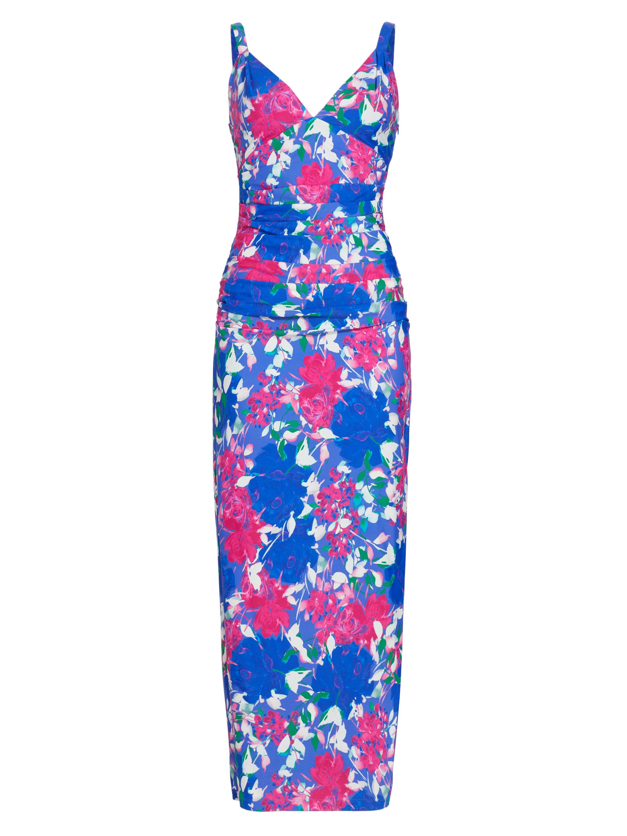 ML Monique Lhuillier Women's Claudia Floral Jersey Midi Dress - Hydrangea Gardens