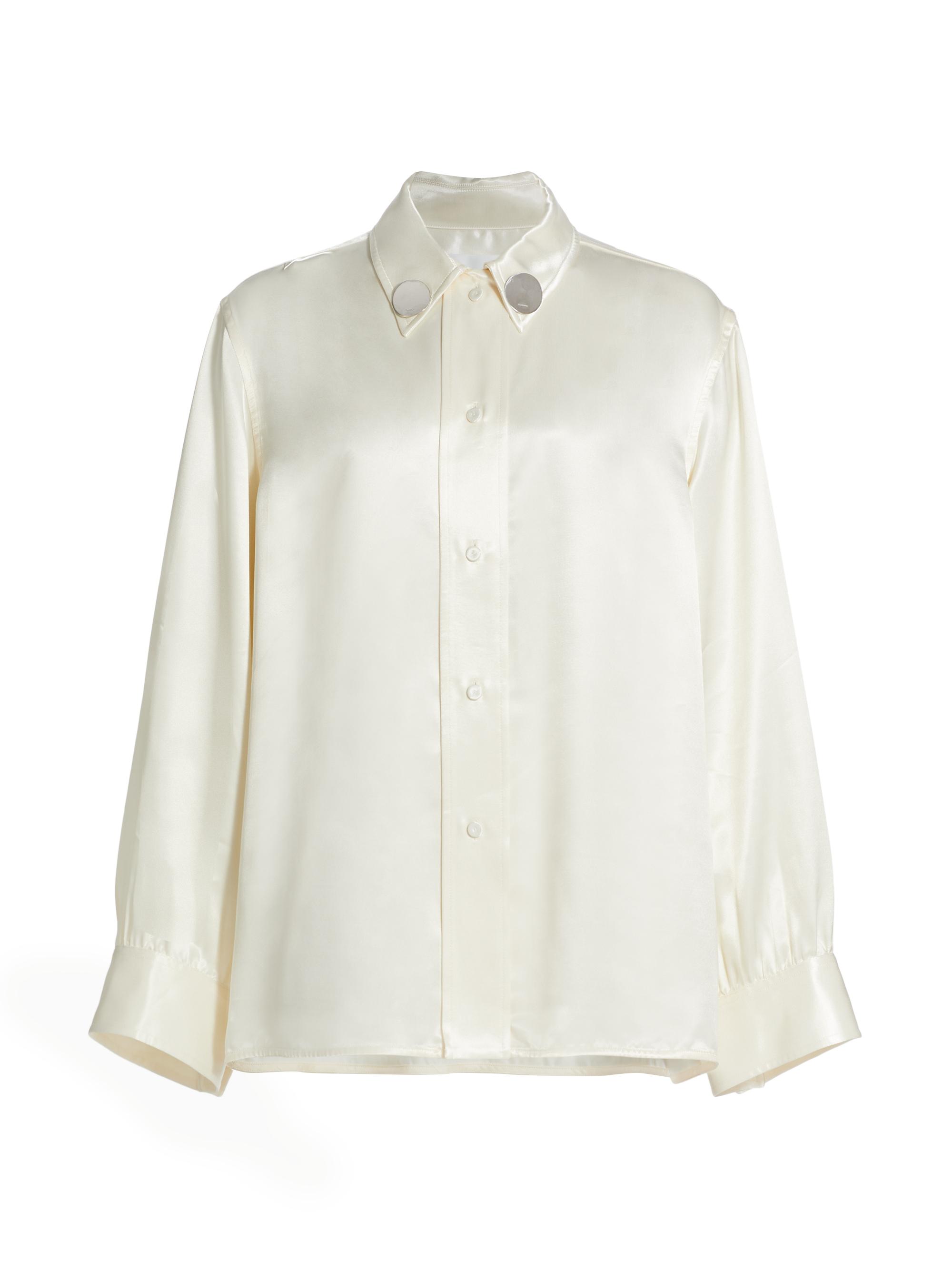 Jil Sander Women's Satin Gathered-Sleeved Shirt - Raw Cotton