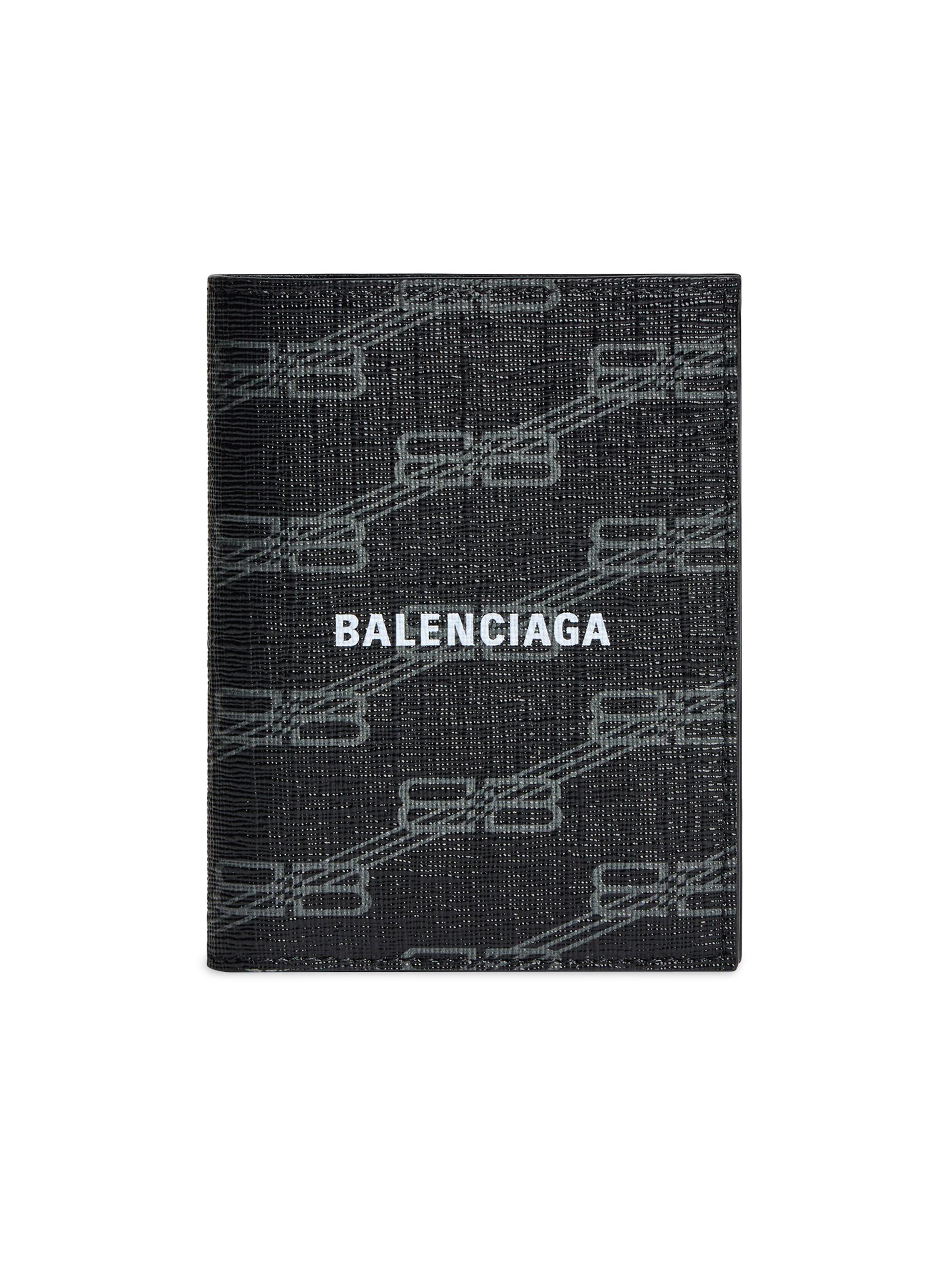 Balenciaga Men's Signature Vertical Bifold Wallet - Black Grey