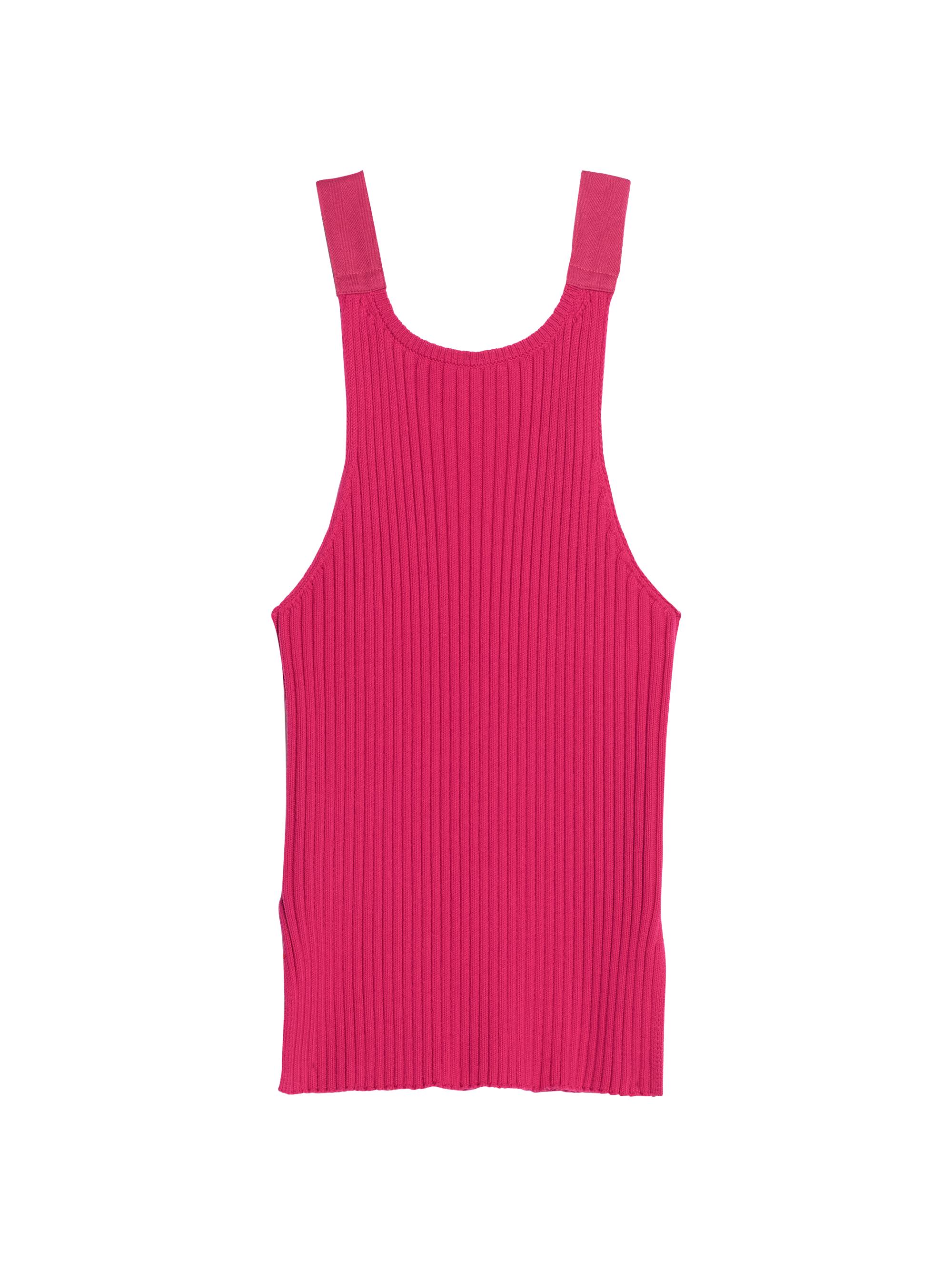 Helmut Lang Women's Cotton Rib-Knit Scoopneck Tank - Fuchsia