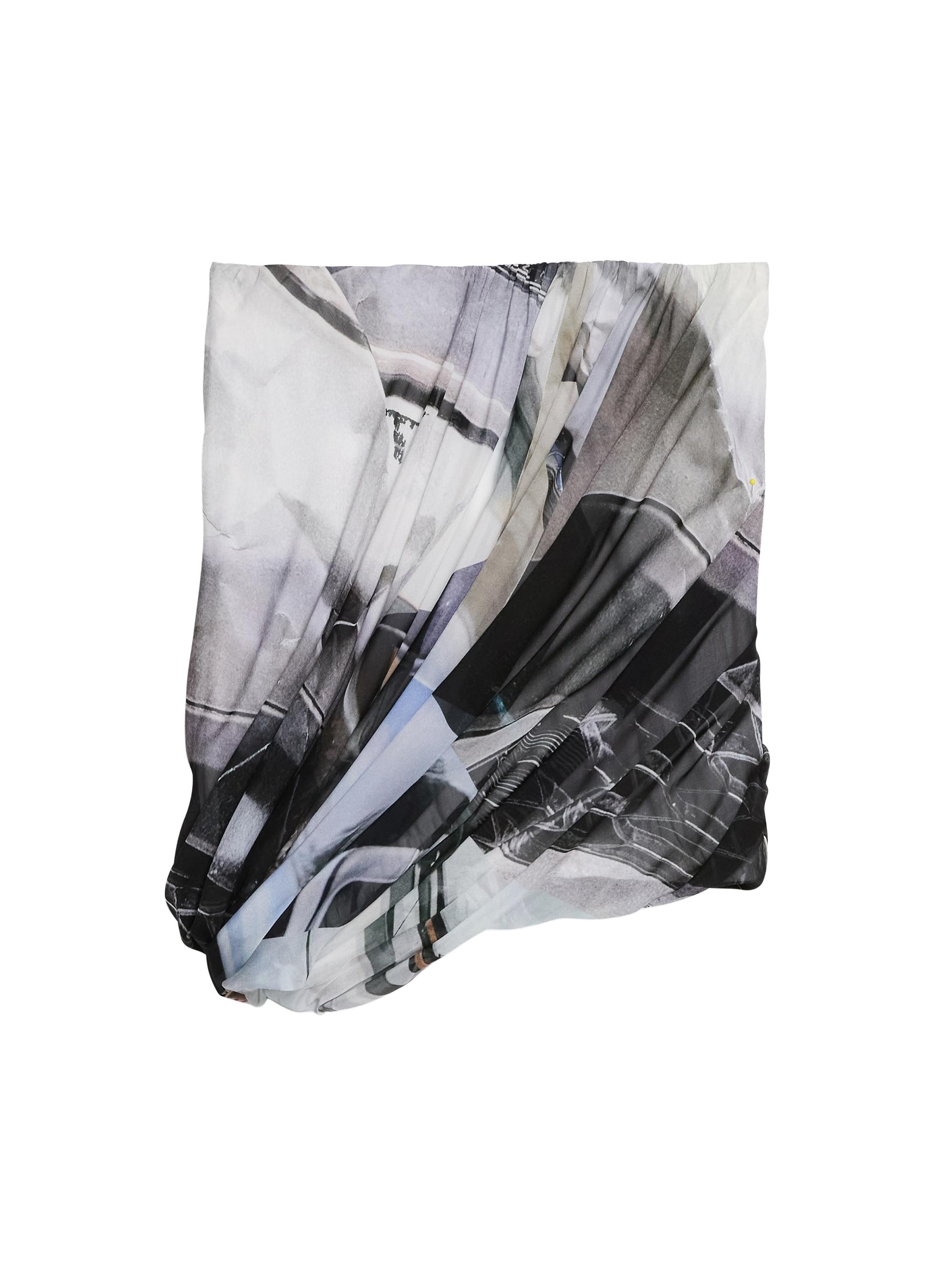 Helmut Lang Women's Bubble Silk Miniskirt - Silver Car Print