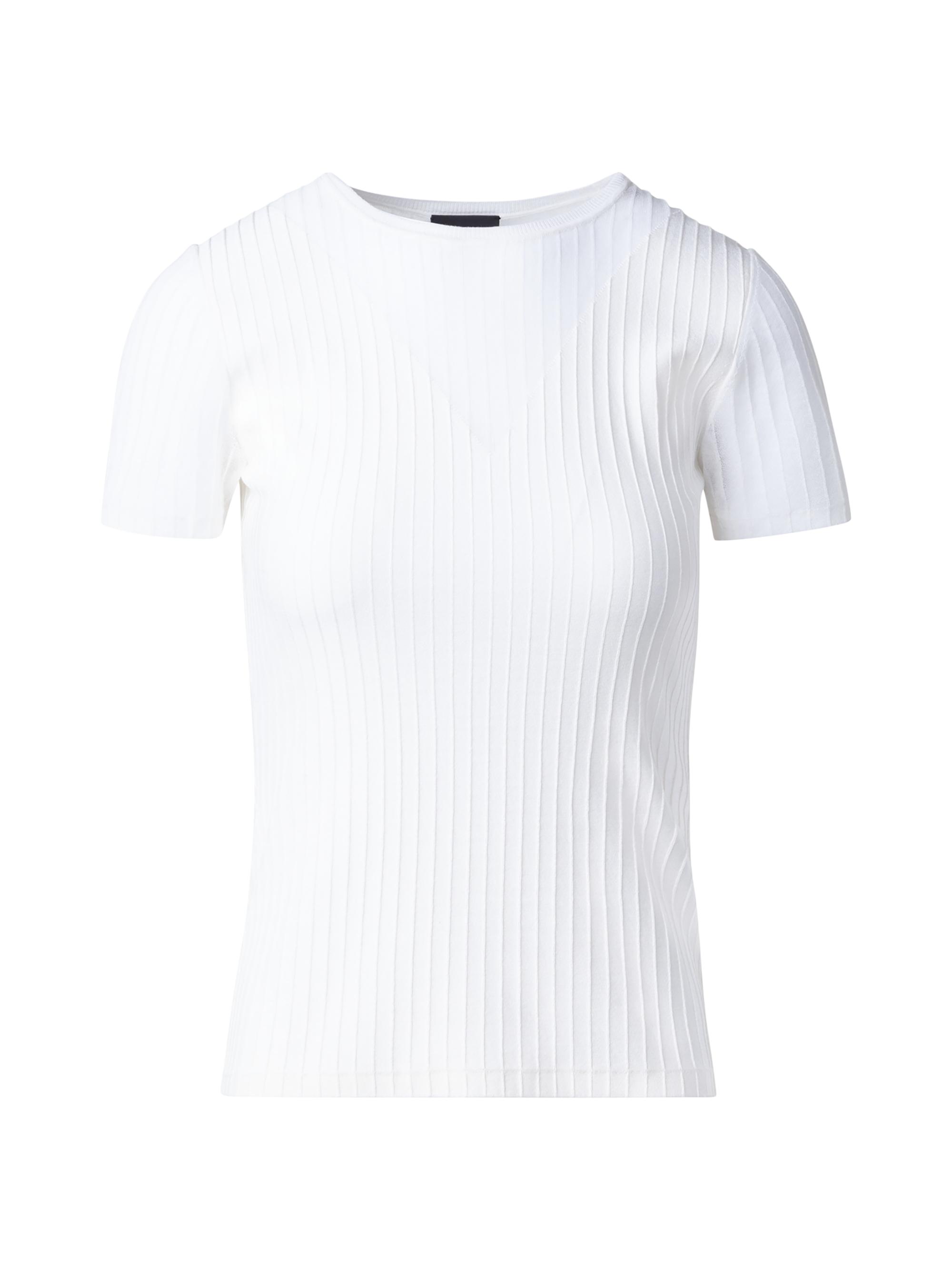 Akris Women's Sheer Inset Rib-Knit T-Shirt - Ecru