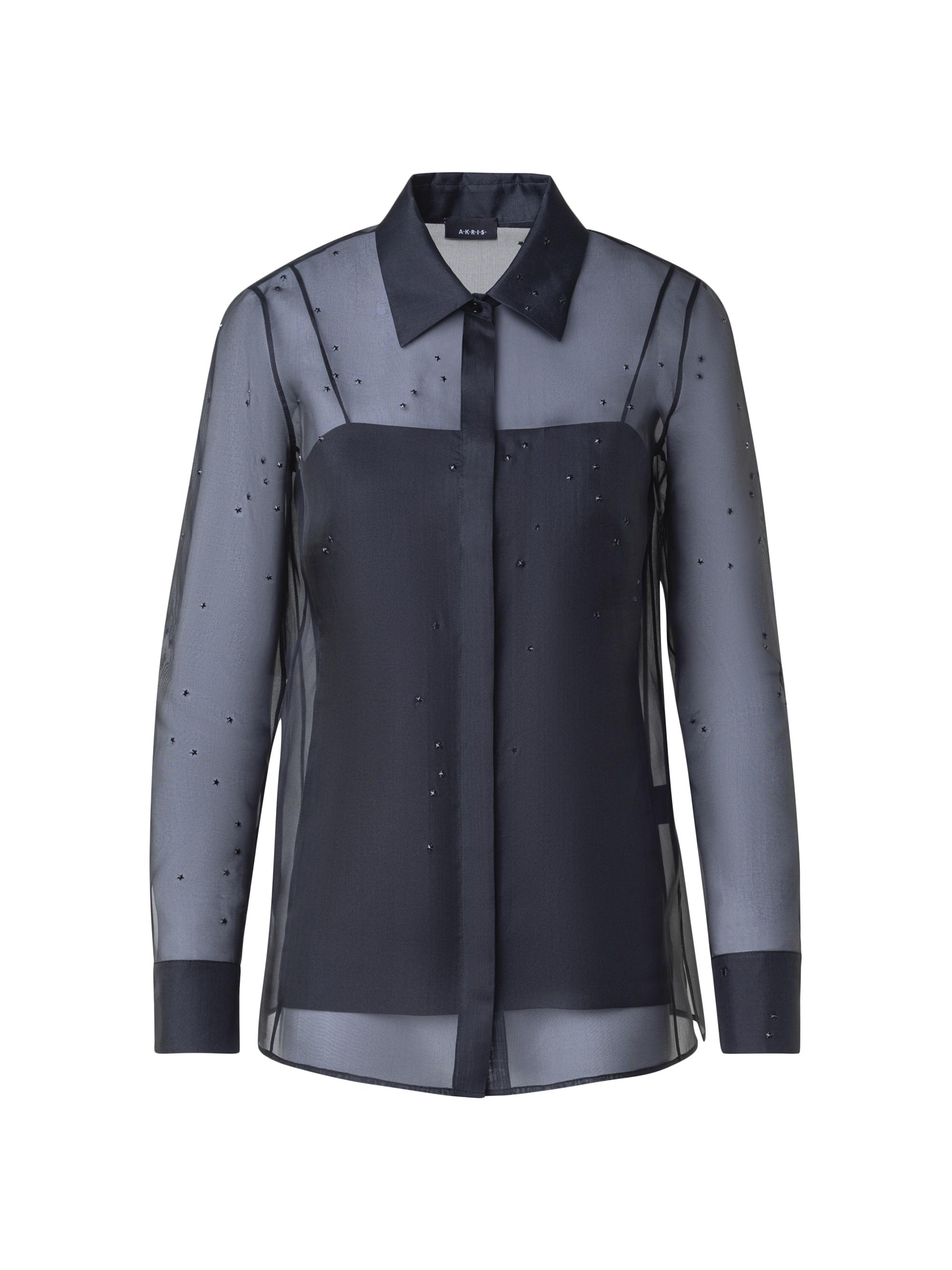 Akris Women's Silk Organza Star Embellished Blouse - Black