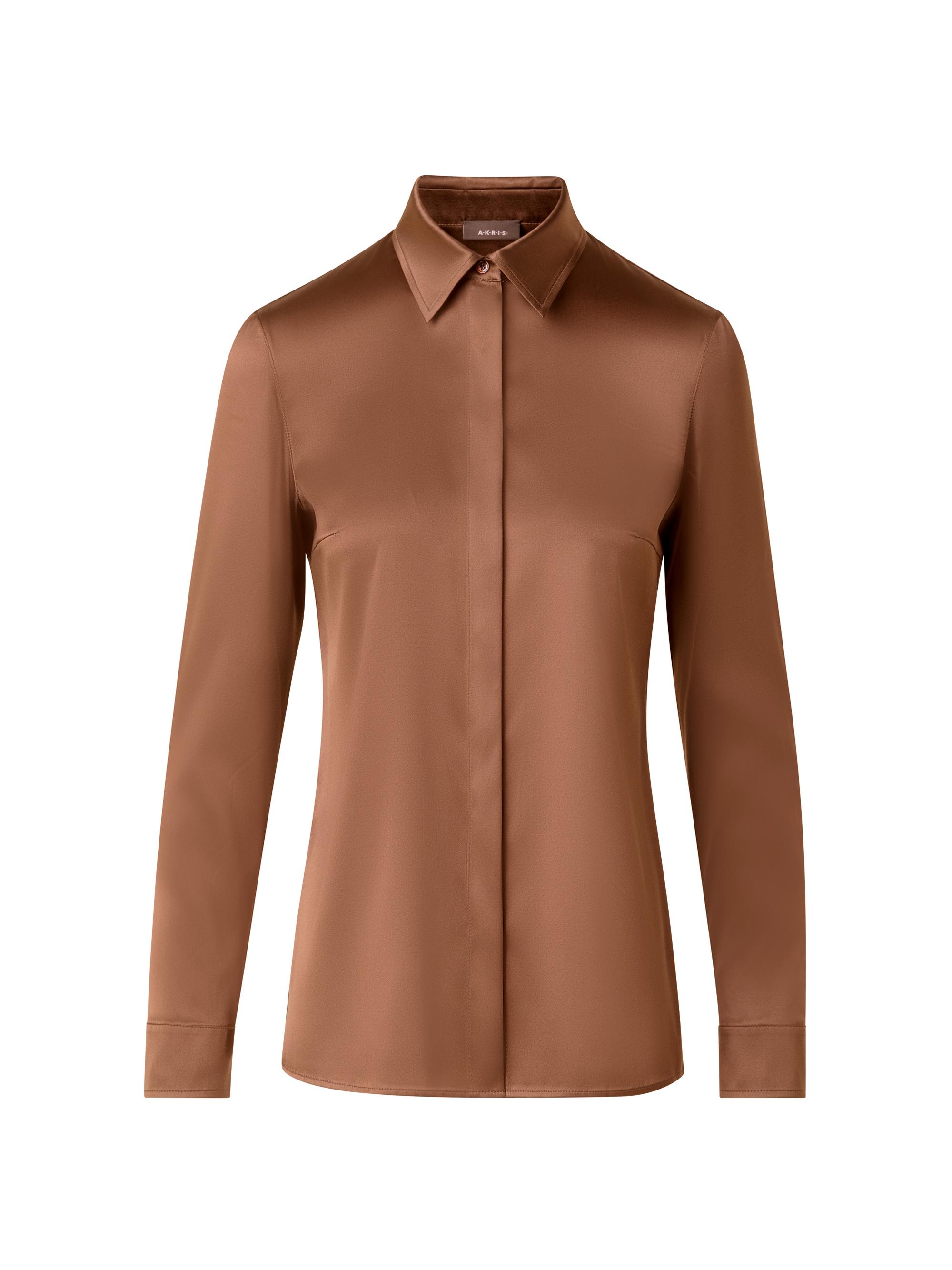Akris Women's Stretch Satin Shirt - Vicuna