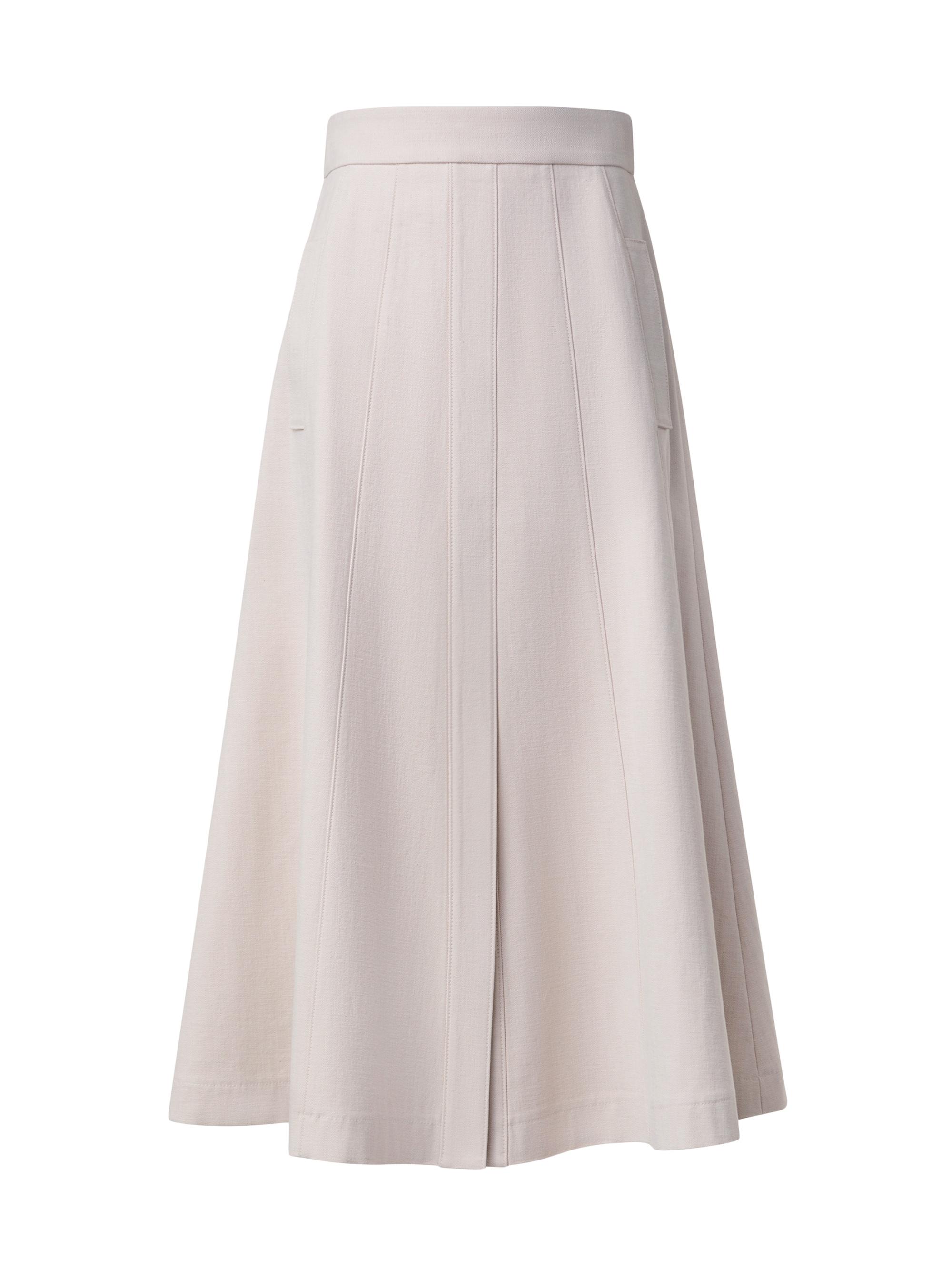 Akris Women's Denim Pleated Midi-Skirt - Sand