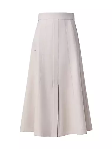 Denim Pleated Midi-Skirt