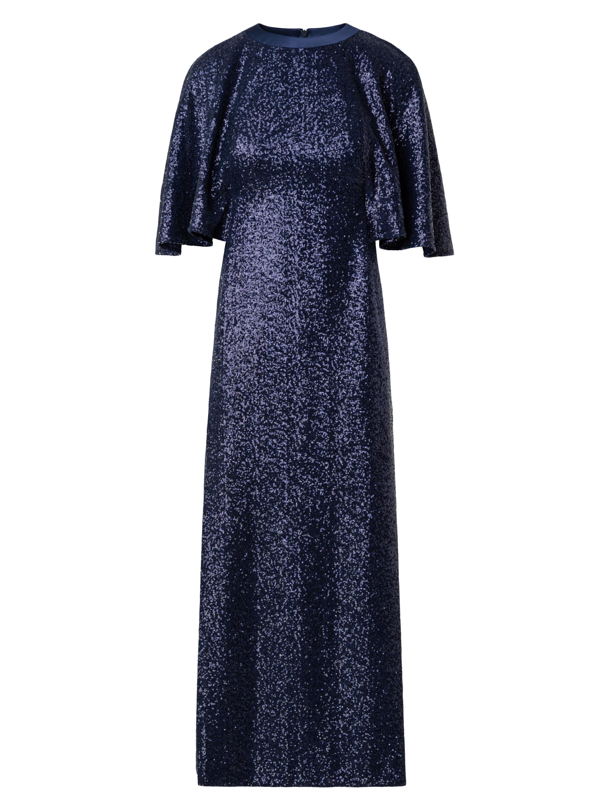 Akris Women's Sequin Flutter-Sleeve Maxi Dress - Navy