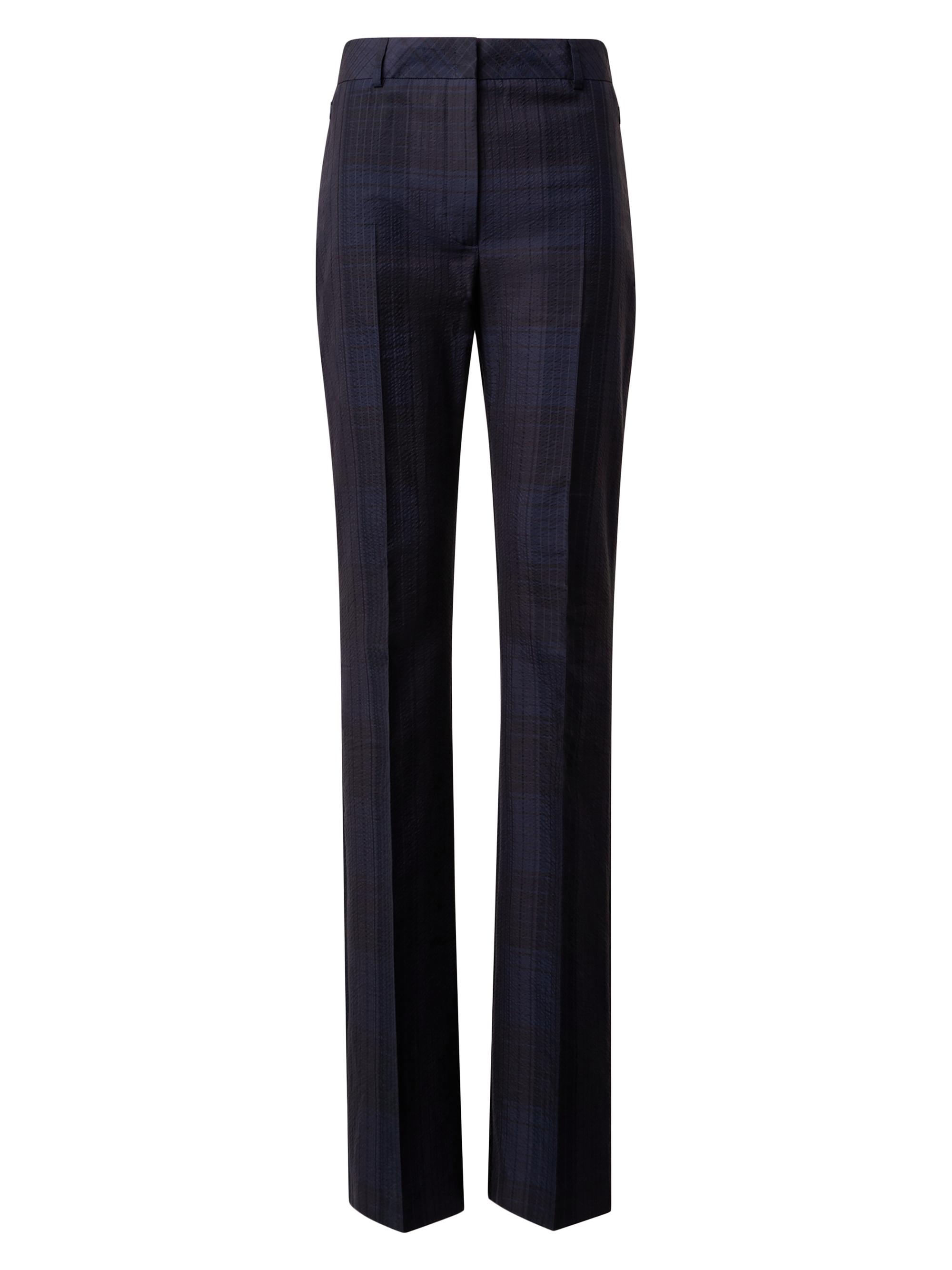 Akris Women's Marilyn Plaid Silk-Cotton Boot-Cut Pants - Navy