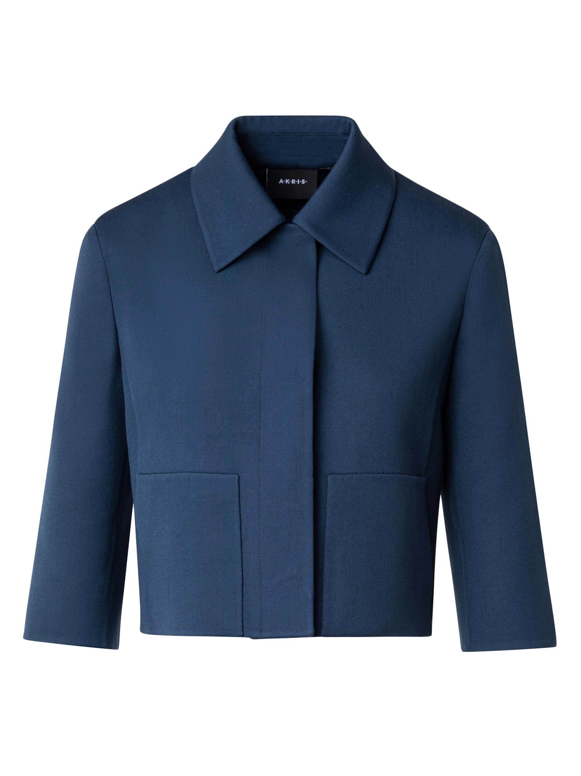 Akris Women's Winslow Wool Cropped Jacket - Navy Denim